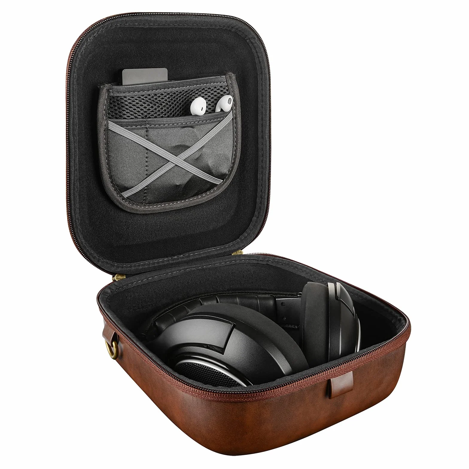 Geekria Etui na słuchawki Sennheiser HD 550 505 599 598 560S 559 558 555 400 Pro twarda torba podróżna PU brązowe