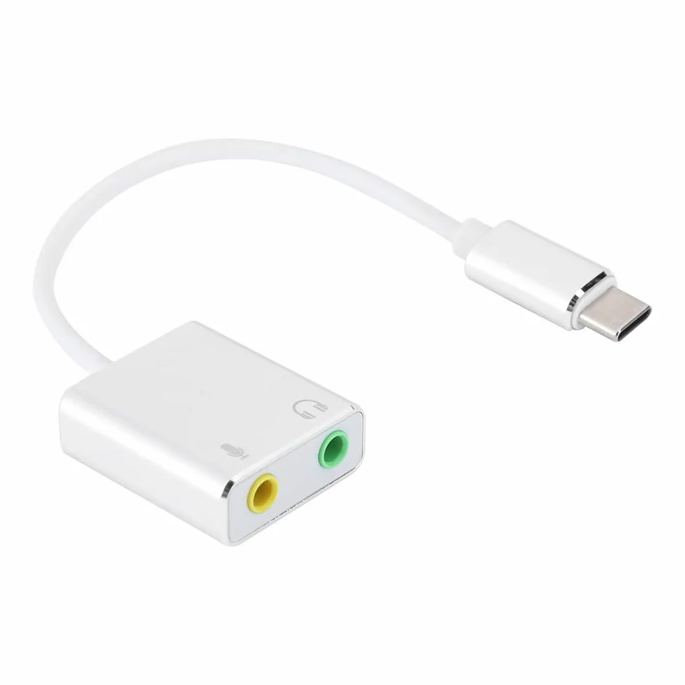 Adapter Audio USB C Zewnętrzna Karta Dźwiękowa Stereo z Gniazdem Słuchawkowym i Mikrofonowym 3,5 Mm dla Systemów Windows, Mac, Linux, PC, Laptopów, Komputerów Stacjonarnych,
