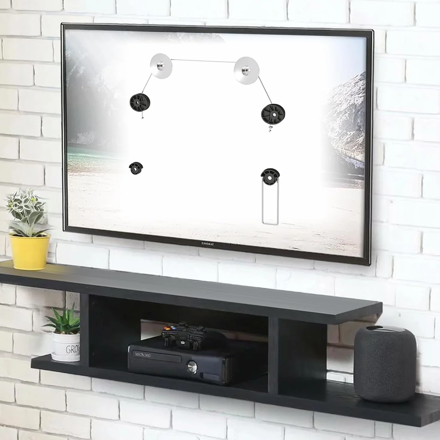 Maclean MC-557 Ultracieńki Uchwyt na Telewizor LCD LED 37-75 Cali, Profesjonalny Uchwyt Ścienny na Telewizor do 50 kg Nośności, Uchwyt TV Odległość od Ściany 14,5 mm, Wieszak TV na Ścianę