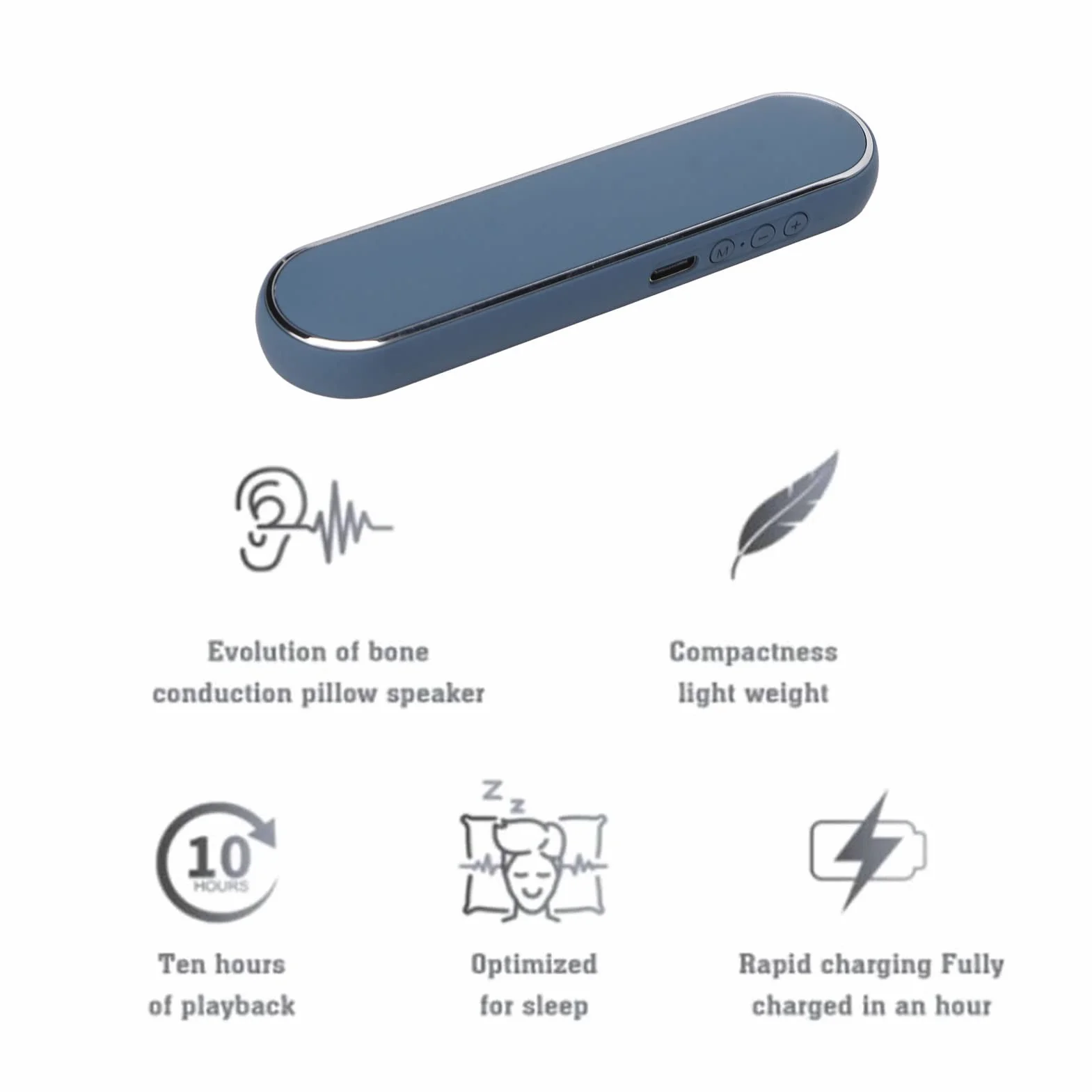 Głośnik do poduszki, Przewodzenie kostne Regulowana głośność Stereo Timable Bluetooth V5.0 Pomoc w zasypianiu przez Bluetooth Odtwarzanie kart pamięci Głośnik do poduszki Bluetooth (Niebieski)