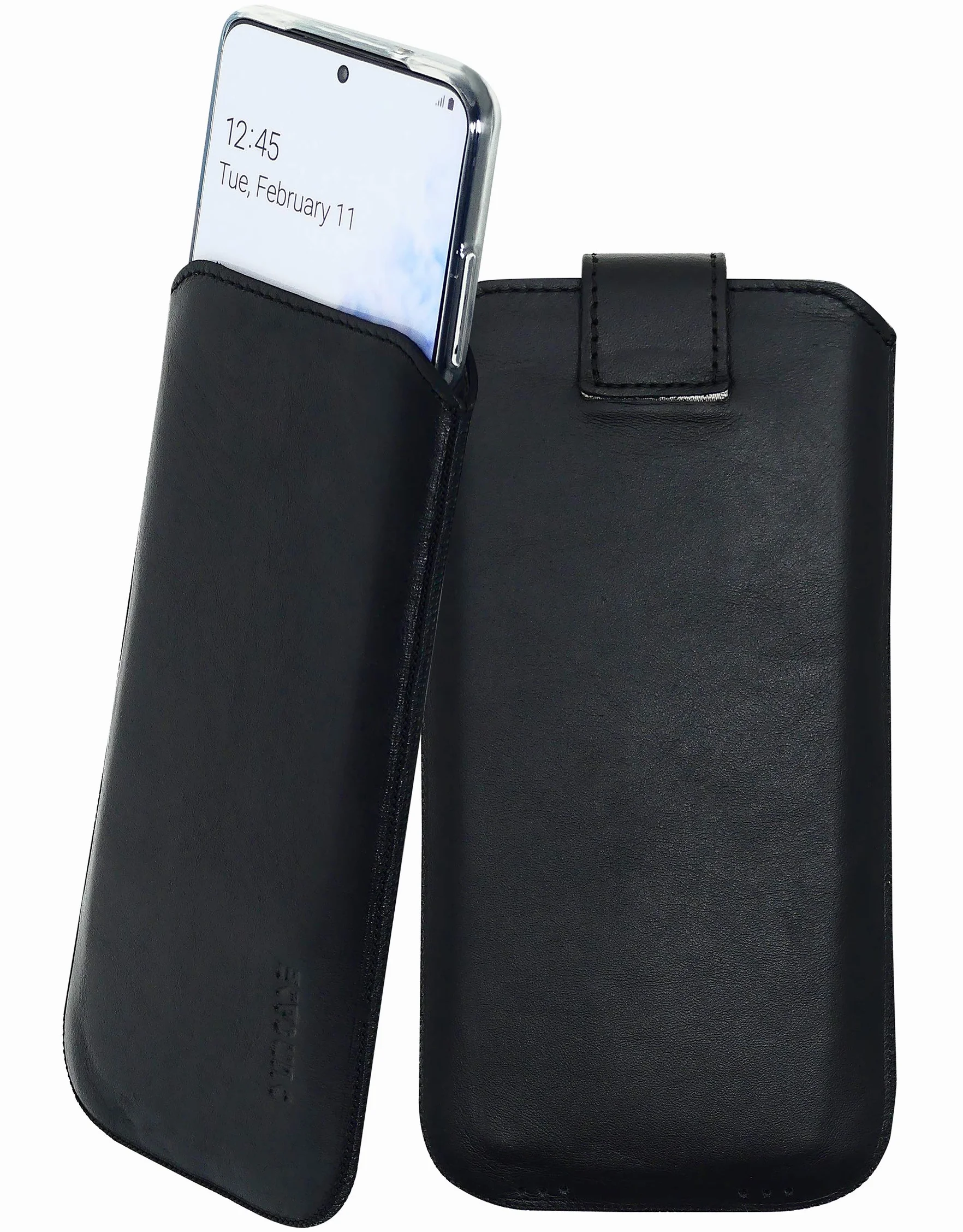 Suncase Prawdziwy skórzany pokrowiec etui kompatybilne z Motorola Edge 30 Pro czarny