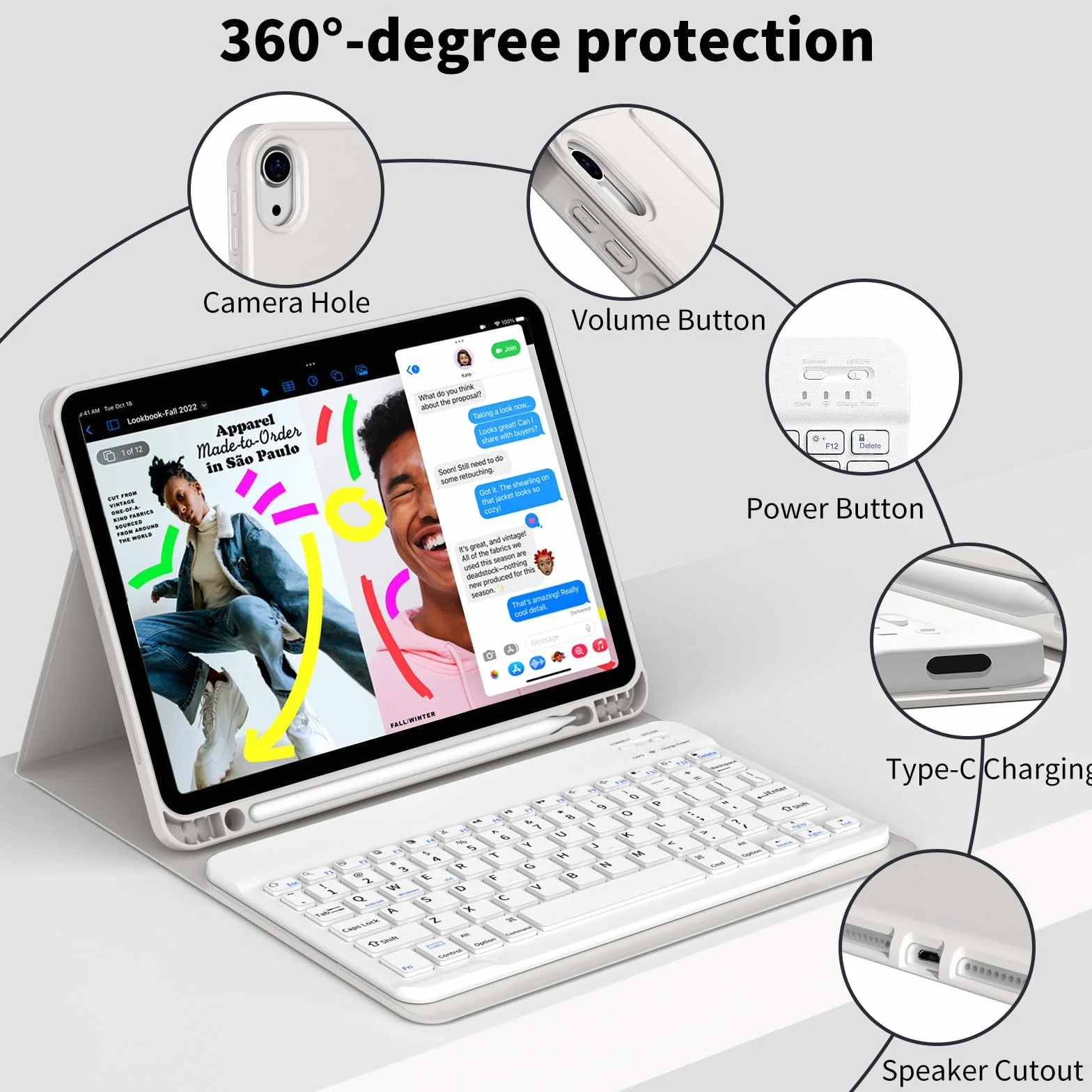 Etui na klawiaturę do iPad Air 11" (M2) 2024, iPad Air 5. Gen 2022/4. Gen 2020 10,9", Bluetooth QWERTZ, Szary