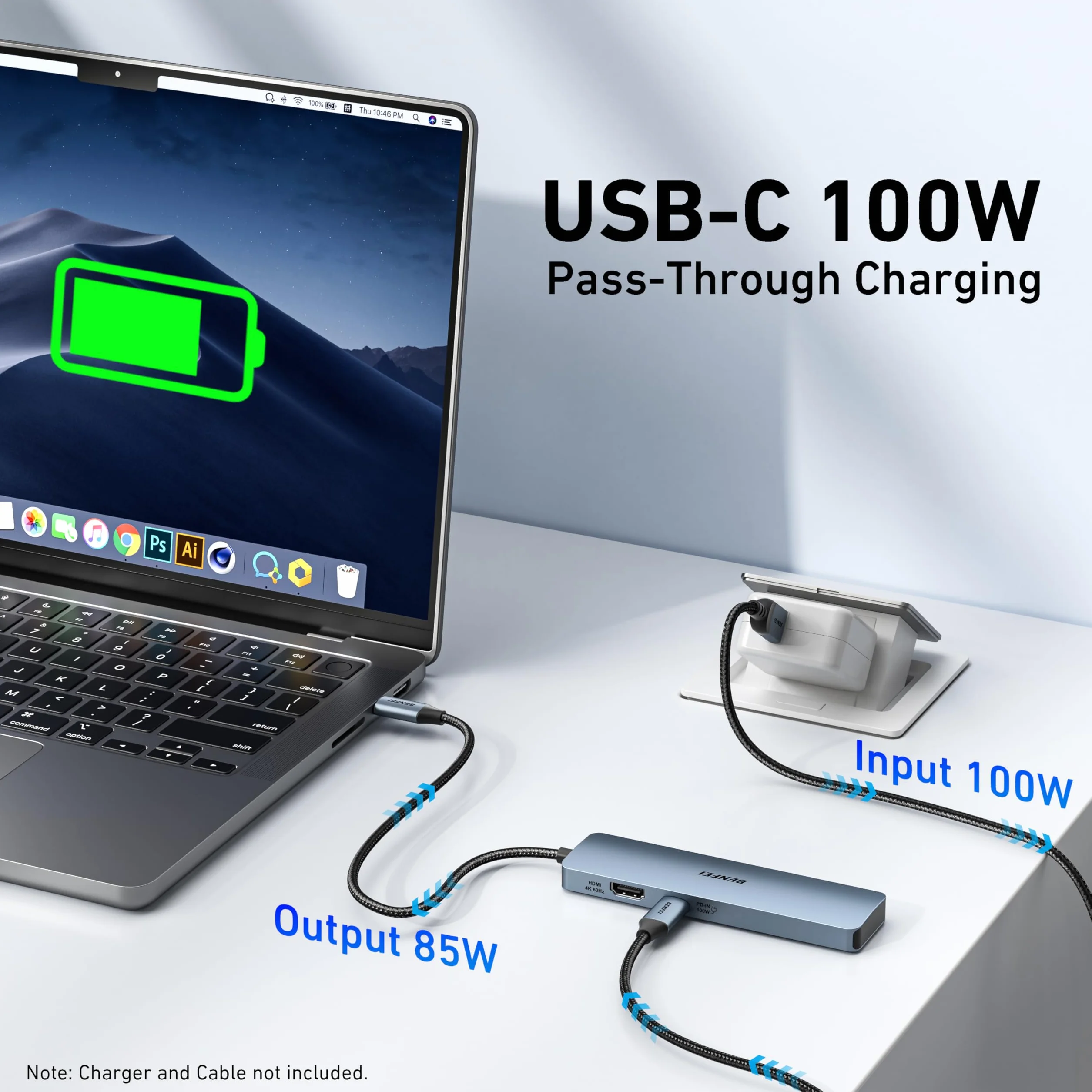 BENFEI USB C Hub 6 w 1 HDMI 4K@60Hz 100W 10 Gb/s USB-A USB-C Aluminium