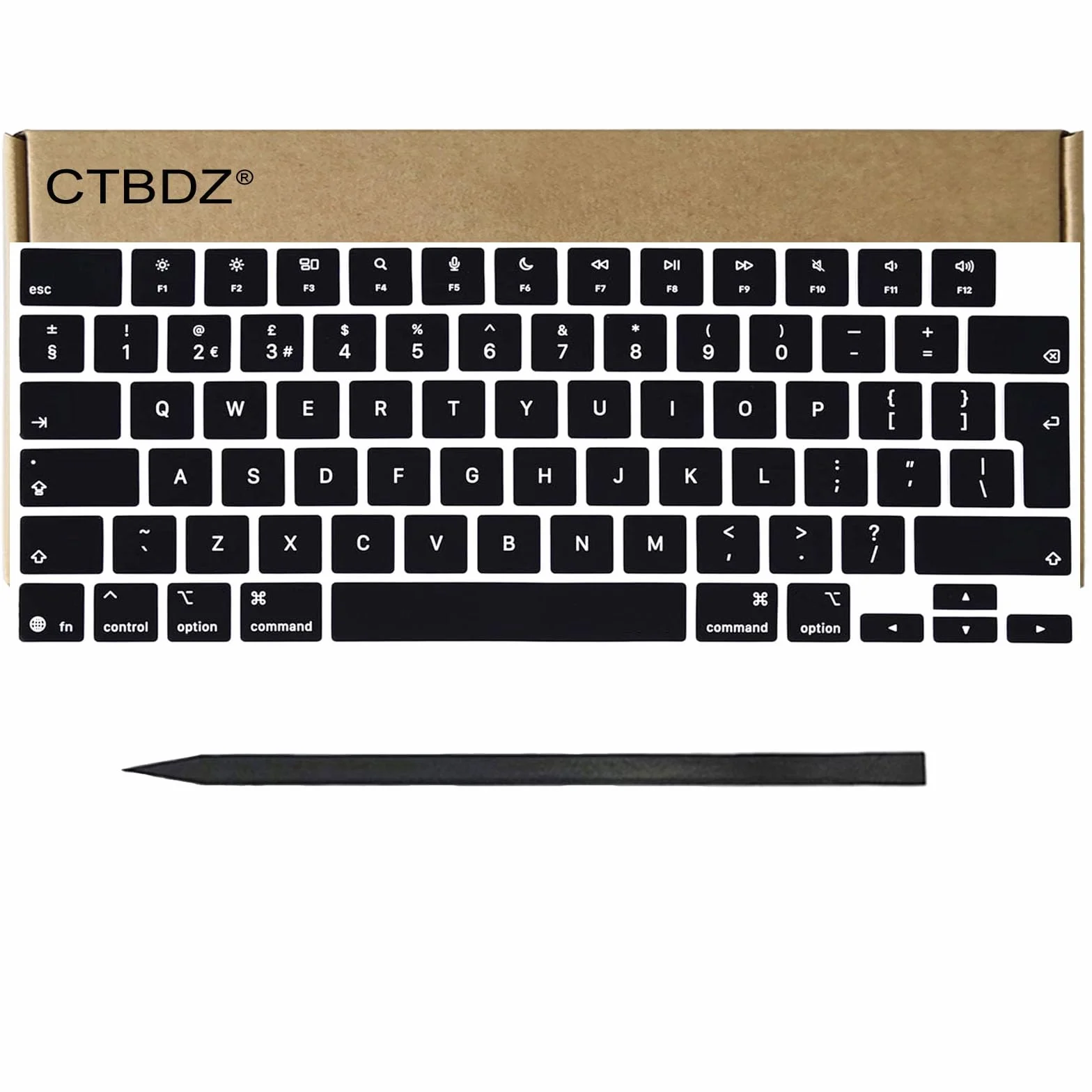 Wymienne nasadki klawiszy do MacBooka Air i Pro/Max (M4 M5) 33.0 cm 14 cali 15'' 16'' A3240 A3241 A3448 A3449 A3434 A3428 A3429 (2025-2026) rok (czarne, UK)