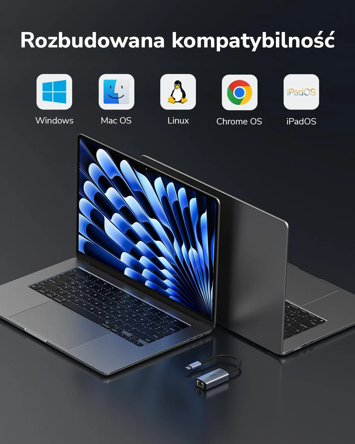 Cudy Adapter Ethernet USB-C na 2,5 Gb/s, przewodowy adapter sieciowy, aluminiowy adapter RJ45 2500 Mb/s Thunderbolt LAN, kompatybilny z MacBookiem, iPhone 15/16, Steam Deck, Switch, UE25C
