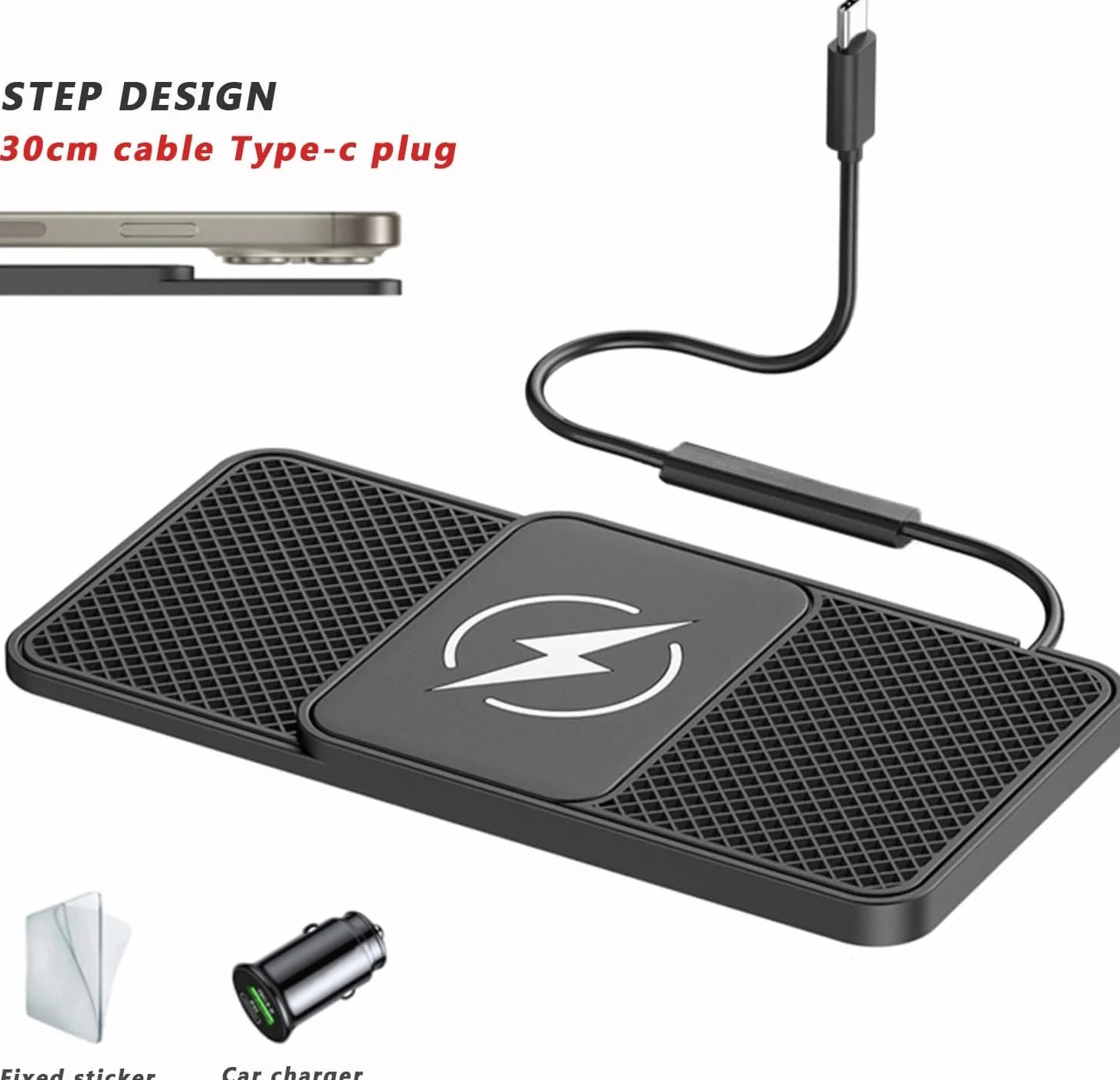 Bezprzewodowa mata do ładowania samochodu do Mercedes Benz Mercedes-EQ EQB 250 300 350, 20 W szybka ładowarka, typ C/USB, ładowarka na deskę rozdzielczą antypoślizgowa mata do ładowania, do deski