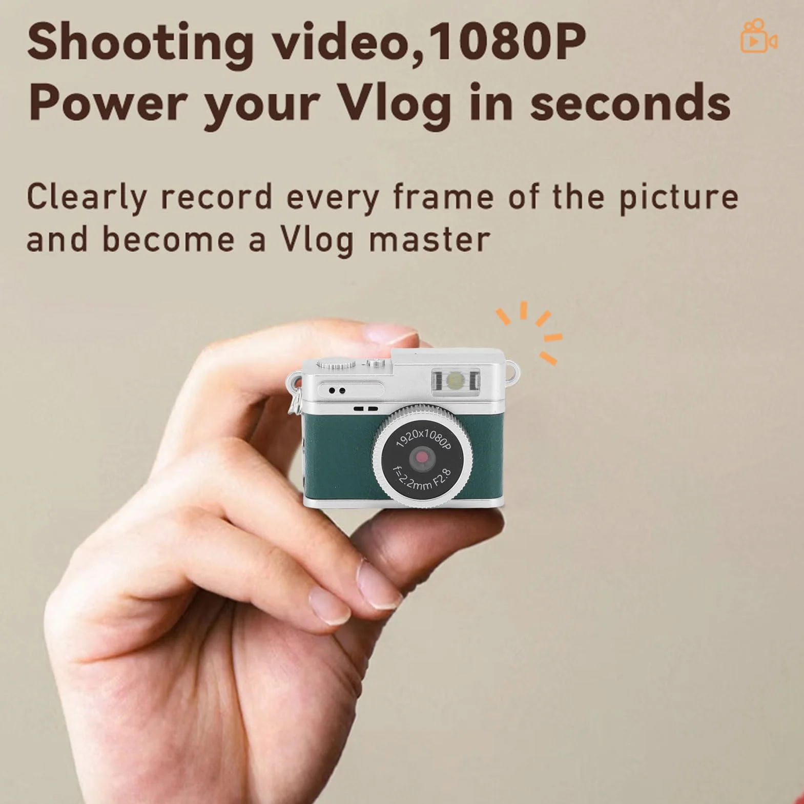 SENECESLI Brelkain, 1080p Mała Kamera Retro do Zdjęcia Wideo z Podróżowaniem, 128 GB Expandable, Ekran HD 0,96 ", Wbudowany w 4 Filtry (GREEN)