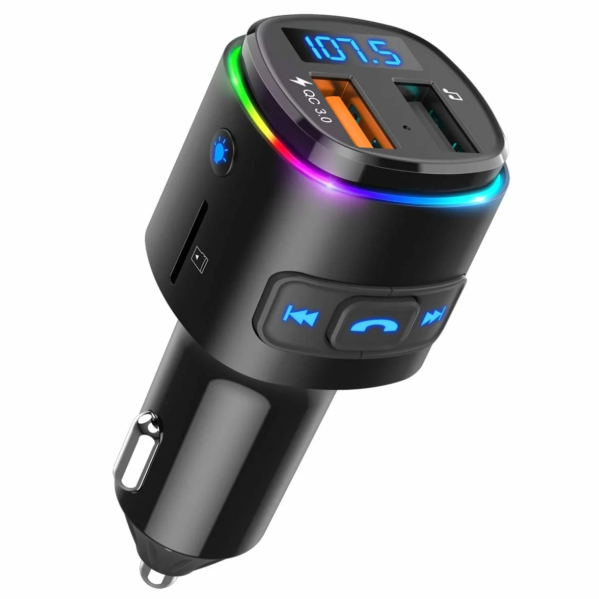 ORIA nadajnik FM Bluetooth samochodowy z QC 3.0 USB, obsługa USB/TF, czarny