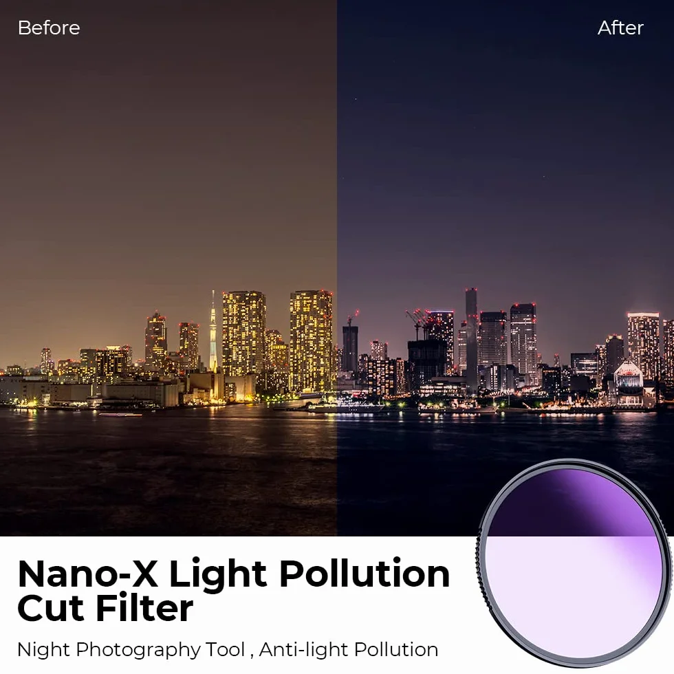 K&F Concept 67 mm Naturalny Filtr Nocny do Fotografii Nocnej Nieba / Gwiazdy Astrofotografii, Szkło Optyczne Dwustronny (Seria Nano-X)