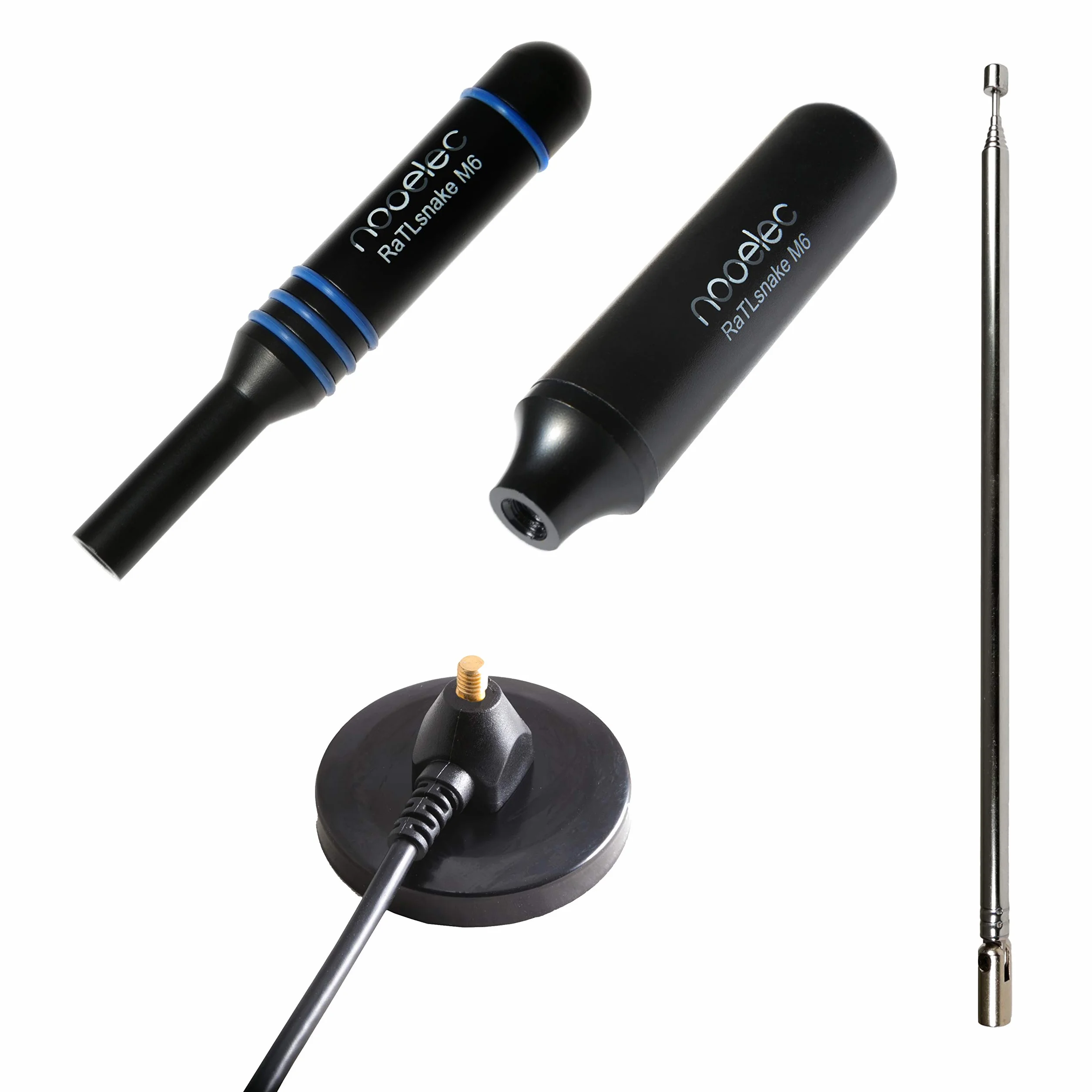 NooElec RaTLSnake M6 v2 zestaw 3 anten premium do NESDR, RTL-SDR, HackRF i innych radiów zdefiniowanych programowo. Zestaw magnetycznych anten biczowych do radia ze złączami SMA 50 omów