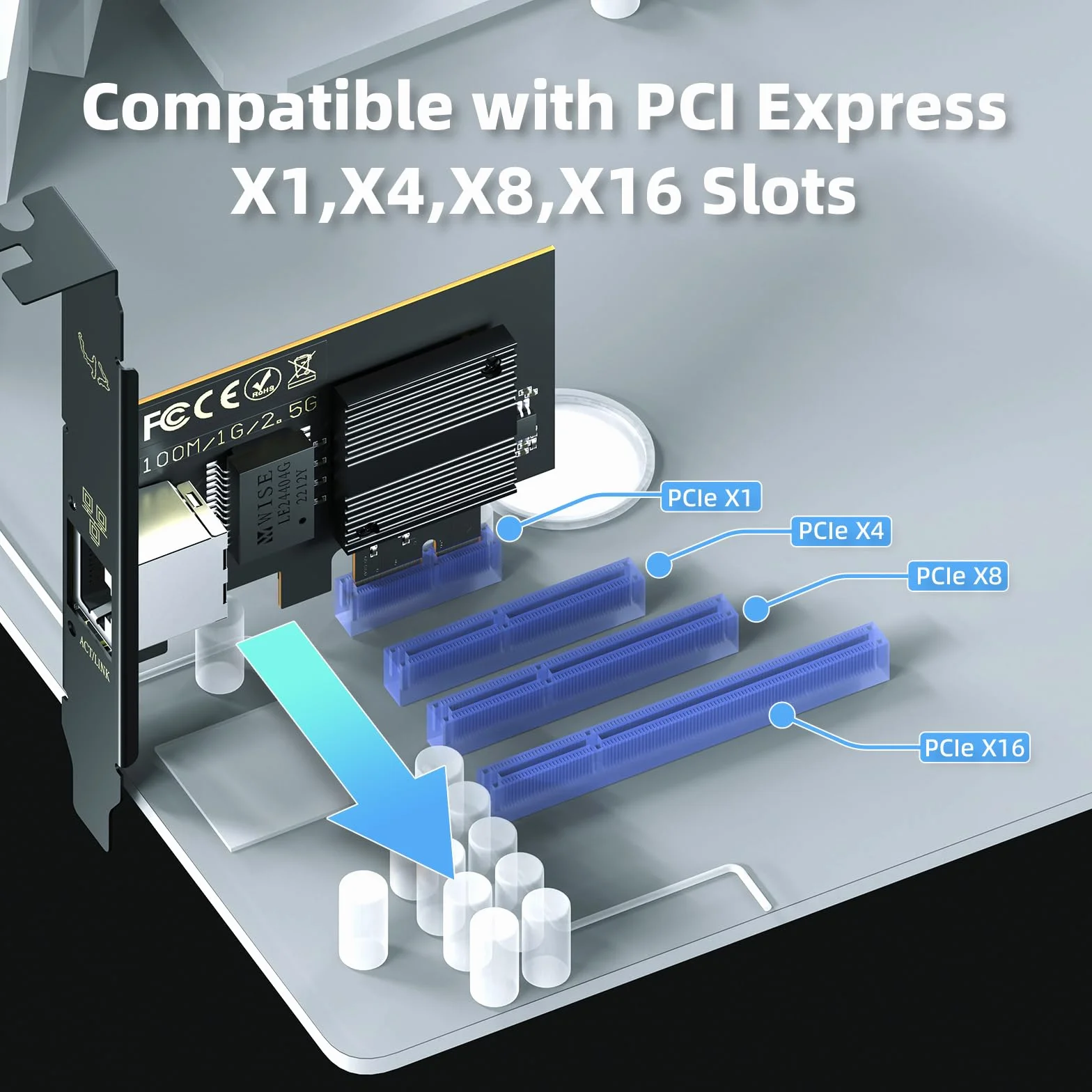 Karta sieciowa 2,5 Gbit PCIe I226-V dwuportowa LAN Multi-Gigabit NIC PCI Express