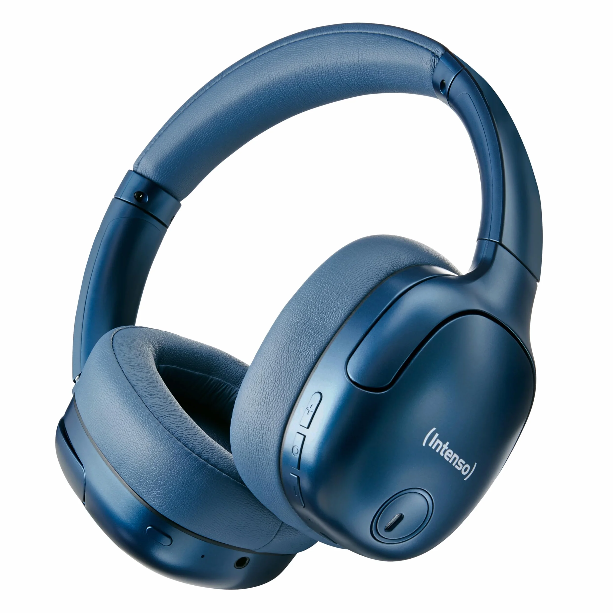Intenso O400HA słuchawki nauszne – Hybrid Active Noise Cancelling, czas pracy do 75 godzin i Bluetooth 5.3, tryb muzyki, tryb przejrzystości i szybki czas ładowania, niebieskie