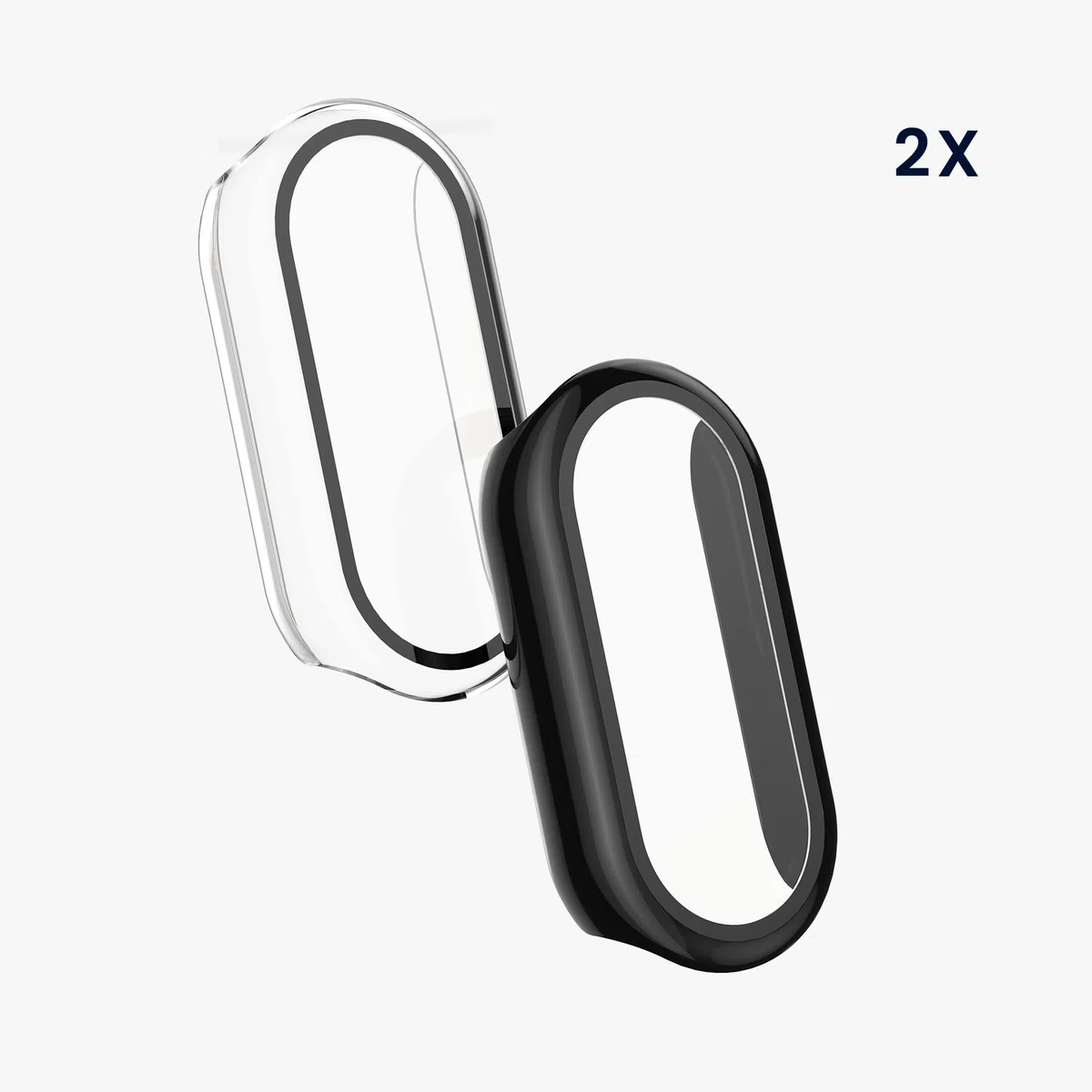 kwmobile Etui kompatybilne z etui Xiaomi Mi Band 10 / Smart Band 10, 2 x szkło hartowane z plastikową ramą, przezroczyste/czarne