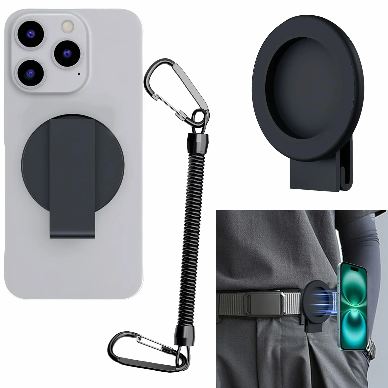 Magnetyczny uchwyt na pasek do telefonu Magsafe z paskiem zabezpieczającym
