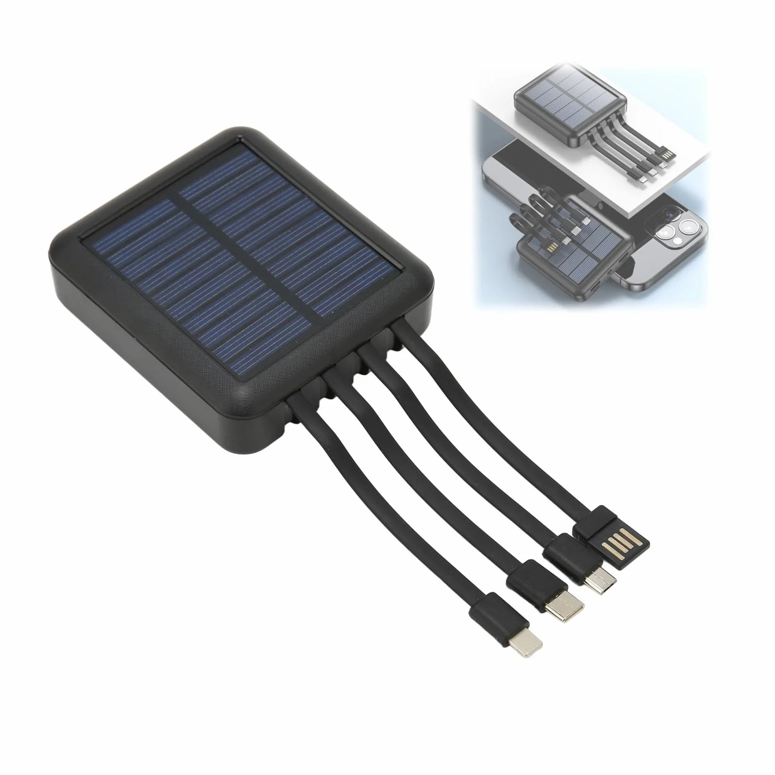 Solar Power Bank Ładowarka do Telefonów Komórkowych, 20000 MAh Podwójne Porty Wyjściowe Przenośna Słoneczna ładowarka do Telefonów z Wyświetlaczem Mocy i latarką, na Zewnątrz, (Czarny)