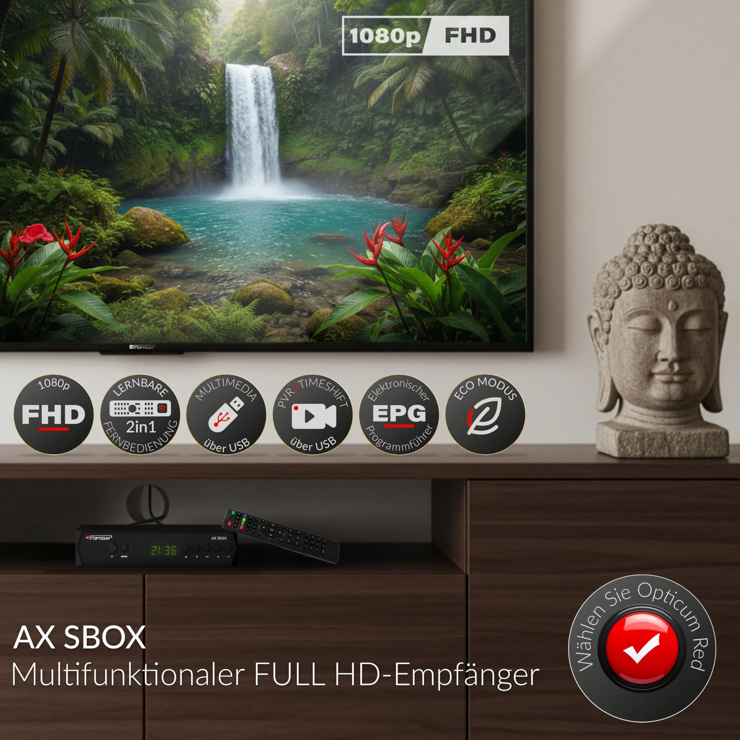Odbiornik satelitarny Anadol Opticum SBOX 1080p Full HD DVB-S DVB-S2 HDMI SCART UNICABLE