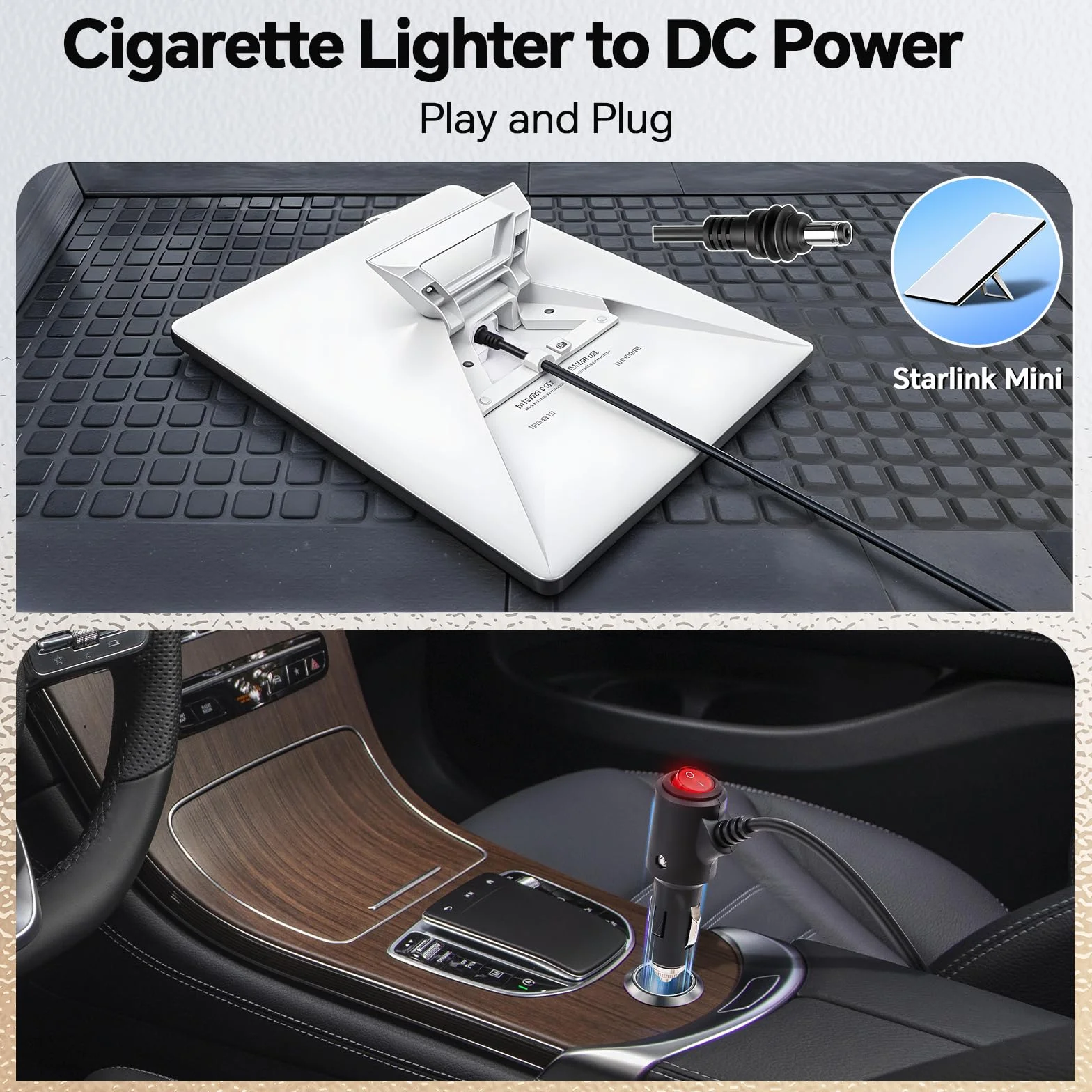 dla Starlink Mini Kabel 3m, Wodoodporny IP66 Kabel Zapalniczkę Adapter 12V DC Z Przełącznikiem, 18AWG Wodoodporny Kabel Zastępczy do Kampera, Przyczepy Kempingowej Furgonetki