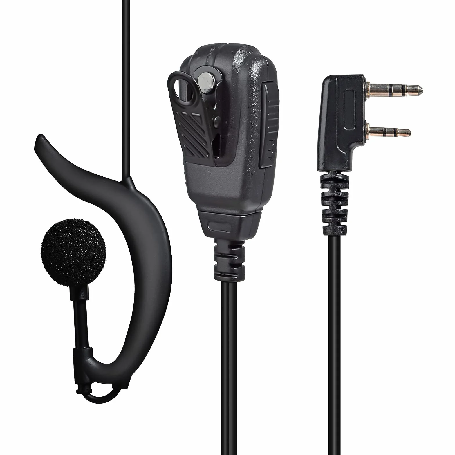 Słuchawki radiowe kompatybilne z Retevis Baofeng UV5R Kenwood TK250 Walkie Talkie Headset z PTT i mikrofonem (czarny G, 2 sztuki)