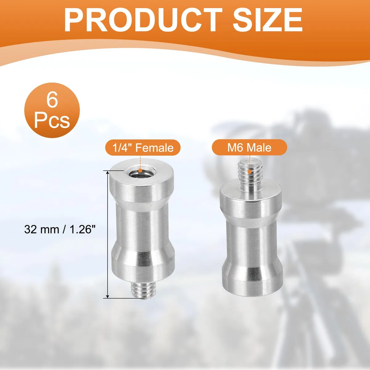 PATIKIL Konwerter śrubowy do kamery 1/4" żeński na M6 męski, 6 sztuk, adapter do statywu, trzpień wrzecionowy do stojaka, Hot Shoe Cold Shoe, adapter z głowicą kulową, srebrny