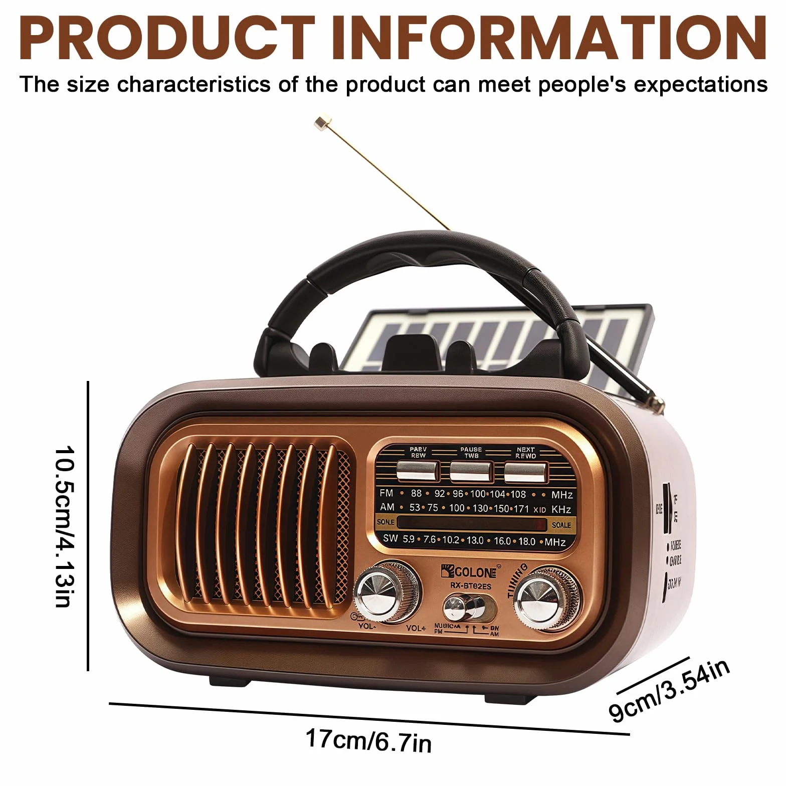 Radio retro z Bluetooth: radio AM/FM/SW, nostalgiczne radio Ra dio z funkcją ładowania solarnego + głośnik 5 W, przenośny system multimedialny do domu, na zewnątrz, na kemping i w sytuacjach