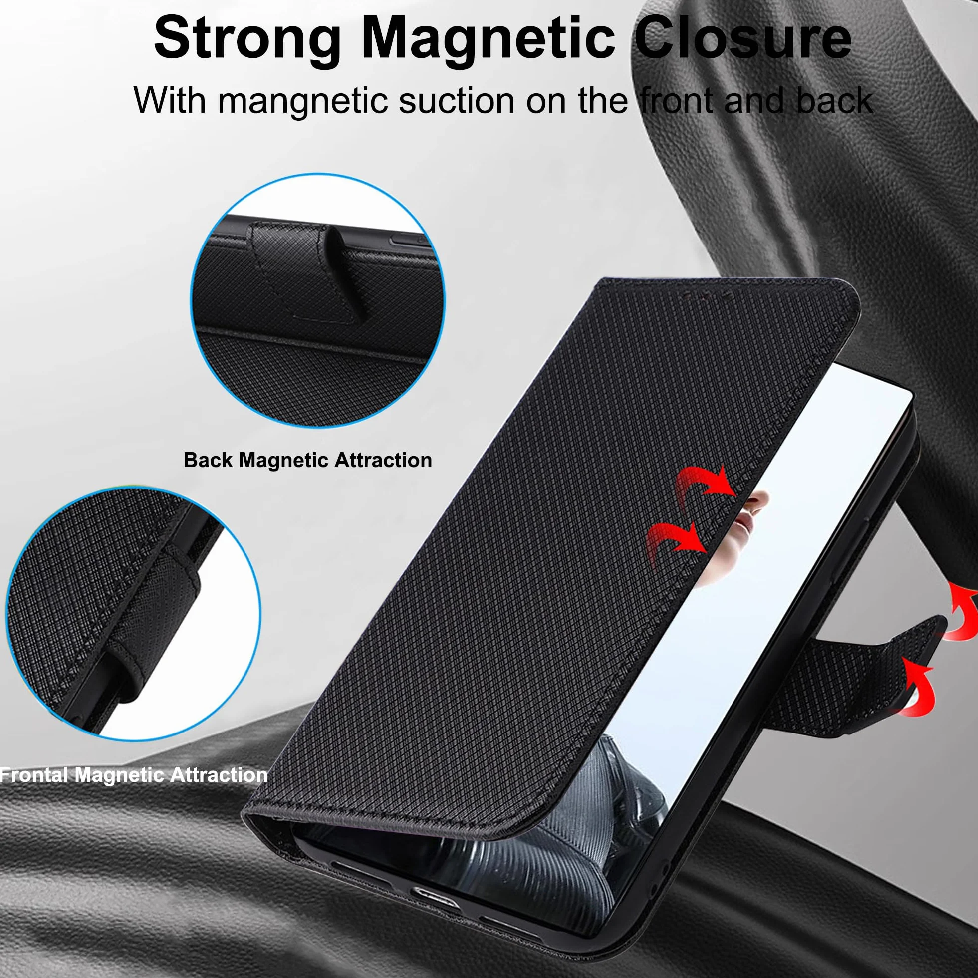 Etui na telefon komórkowy REDMAGIC 11 Pro, odporne na uderzenia, z włókna węglowego premium [składane klapki] [torba z funkcją stojaka] - czarne