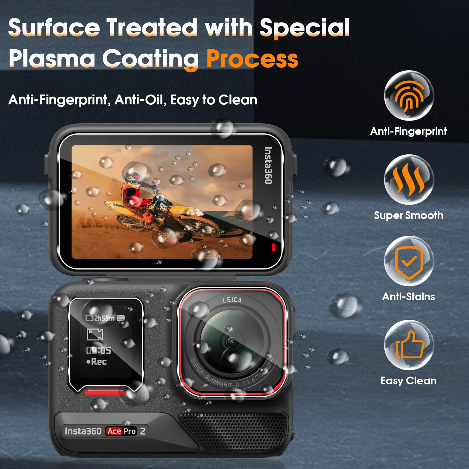 Locofun Folia ochronna do Insta360 Ace Pro 2, szkło hartowane i folia ochronna na obiektyw aparatu [2 + 2 sztuki], HD Clear Anti Scratch