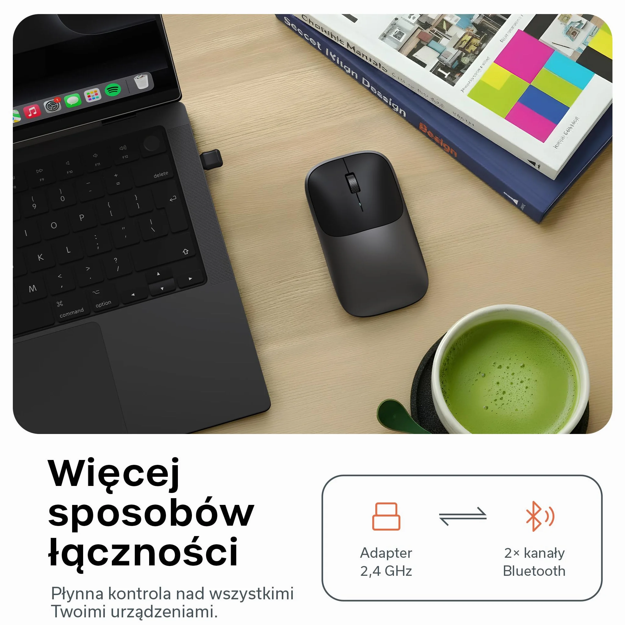 SATECHI Slim EX Mysz Bezprzewodowa, Bluetooth wielourządzeniowy i 2,4 GHz dla macOS, Windows, iPadOS i Android, Spokojne Kliknięcia, Anodowane Aluminium, Ładowanie USB-C – Gwiezdna szarość