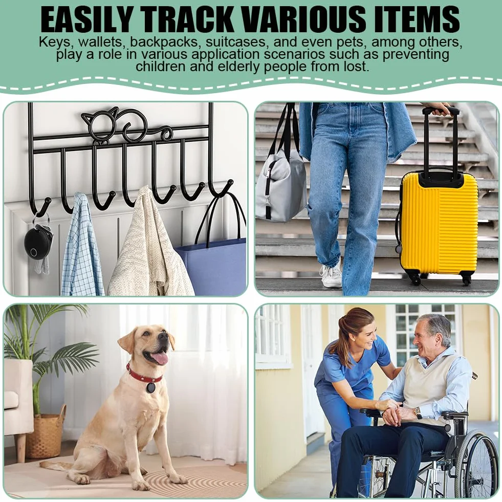Ainiv 4 szt. Smart Tag, tracker Tag kompatybilny z Apple Find My (tylko iOS), IP67 wodoodporny lokalizator kluczy, zasięg do 50 m, wyszukiwanie przedmiotów dla zwierząt, klucze, bagaż, walizka