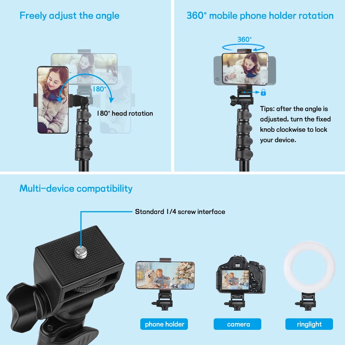 Victiv aluminiowy statyw do smartfona 172 cm, wysuwany statyw do selfie z bezprzewodowym pilotem zdalnego sterowania i uchwytem na telefon komórkowy, kompatybilny z iPhone 14 13 12 11 Pro XS Max XR,