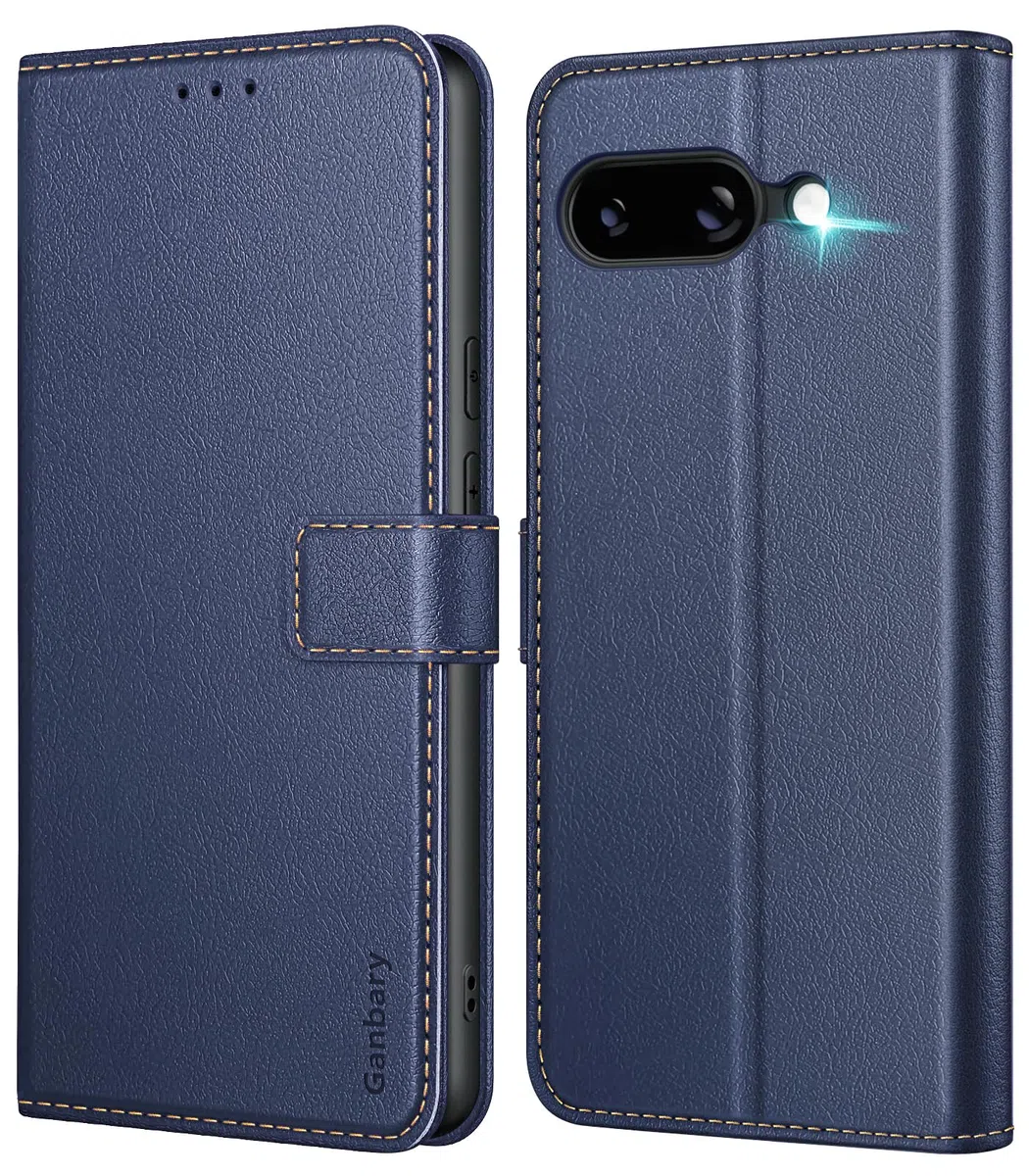 Ganbary Etui na telefon komórkowy do Google Pixel 9a 5G, skórzane etui premium z klapką [przegródki na karty] [zamknięcie magnetyczne] [funkcja stojaka], kompatybilne z Google Pixel 9a 5G, niebieskie