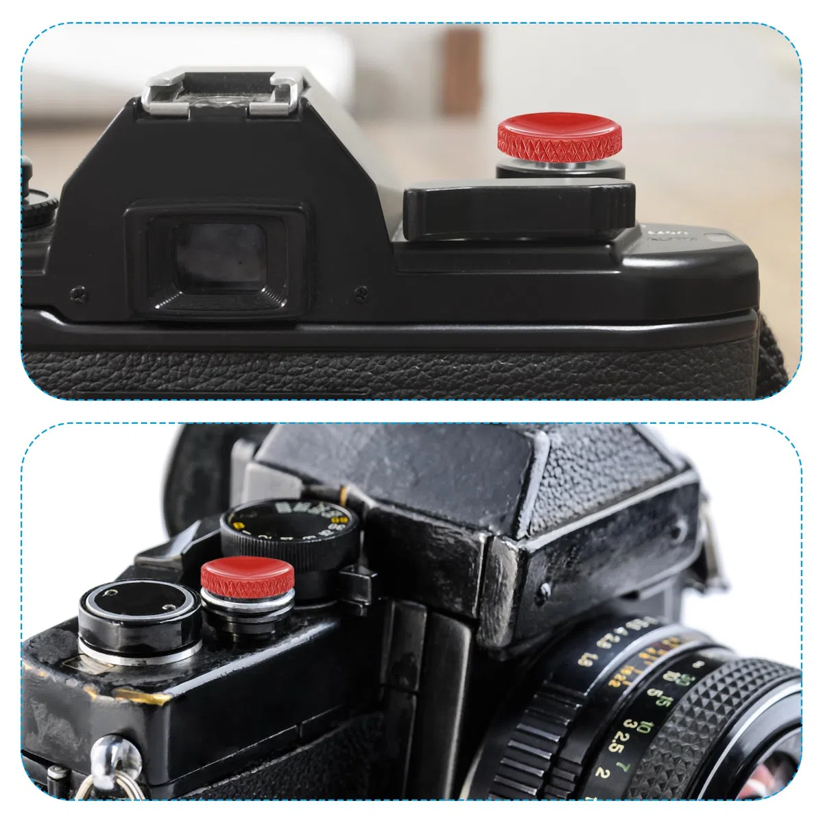 PATIKIL Przycisk migawki aparatu, 5-pak miękki przycisk zwalniania migawki przycisk aparatu z czystej miedzi radełkowany odpowiedni do Nikon do Fujifilm do aparatu DSLR/SLR Leica, czarny matowy