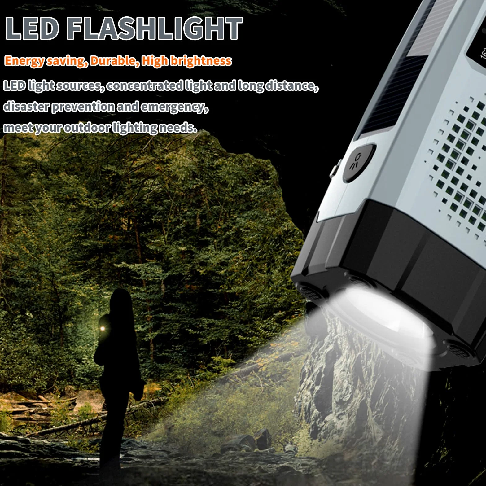 Awaryjne radio słoneczne z latarką LED, alarm SOS, AM/FM, ładowanie USB XLN-383WB