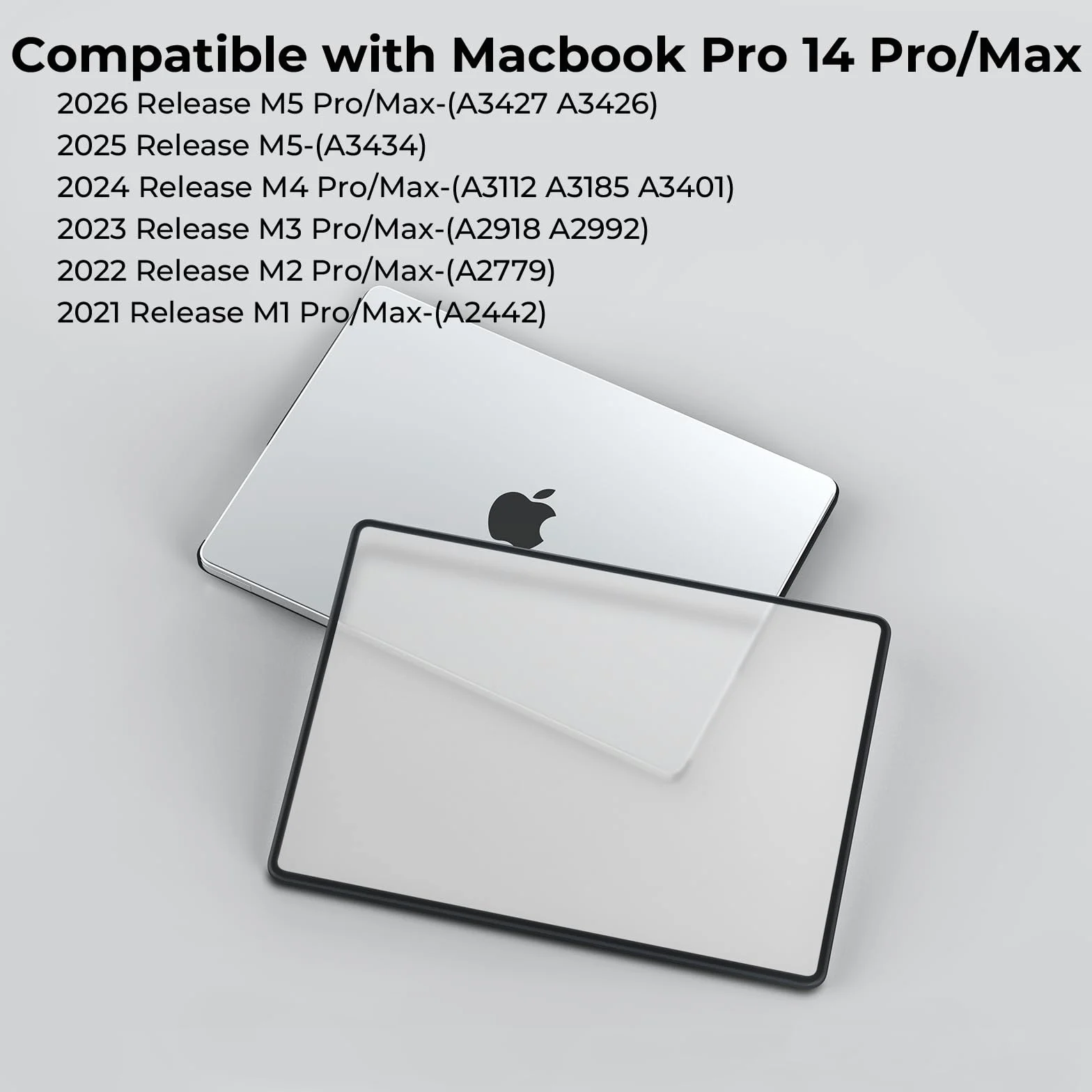 BlueSwan Etui Kompatybilne z MacBook Pro 14 Cali M5 M4 M3 M2 M1, Ramka TPU Odporna na Pęknięcia+Matowa Osłona PC-Matowe przezroczyste