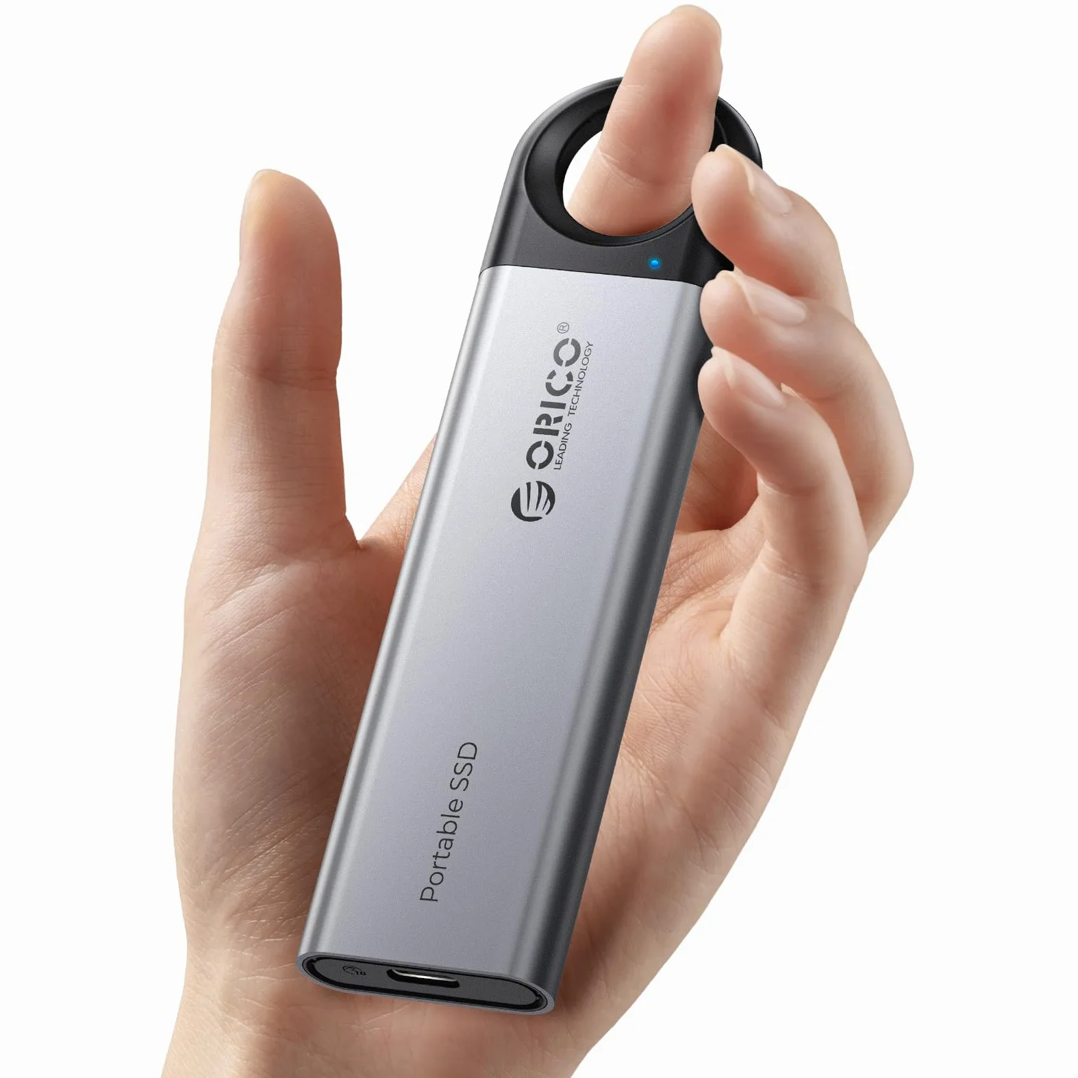 ORICO Zewnętrzny dysk SSD 1 TB do 1050 MB/s, przenośny dysk półprzewodnikowy z otworem do zawieszenia, kabel USB C i A, USB 3.2 Gen 2, niezawodne przechowywanie smartfonów typu C, tabletów, laptopów