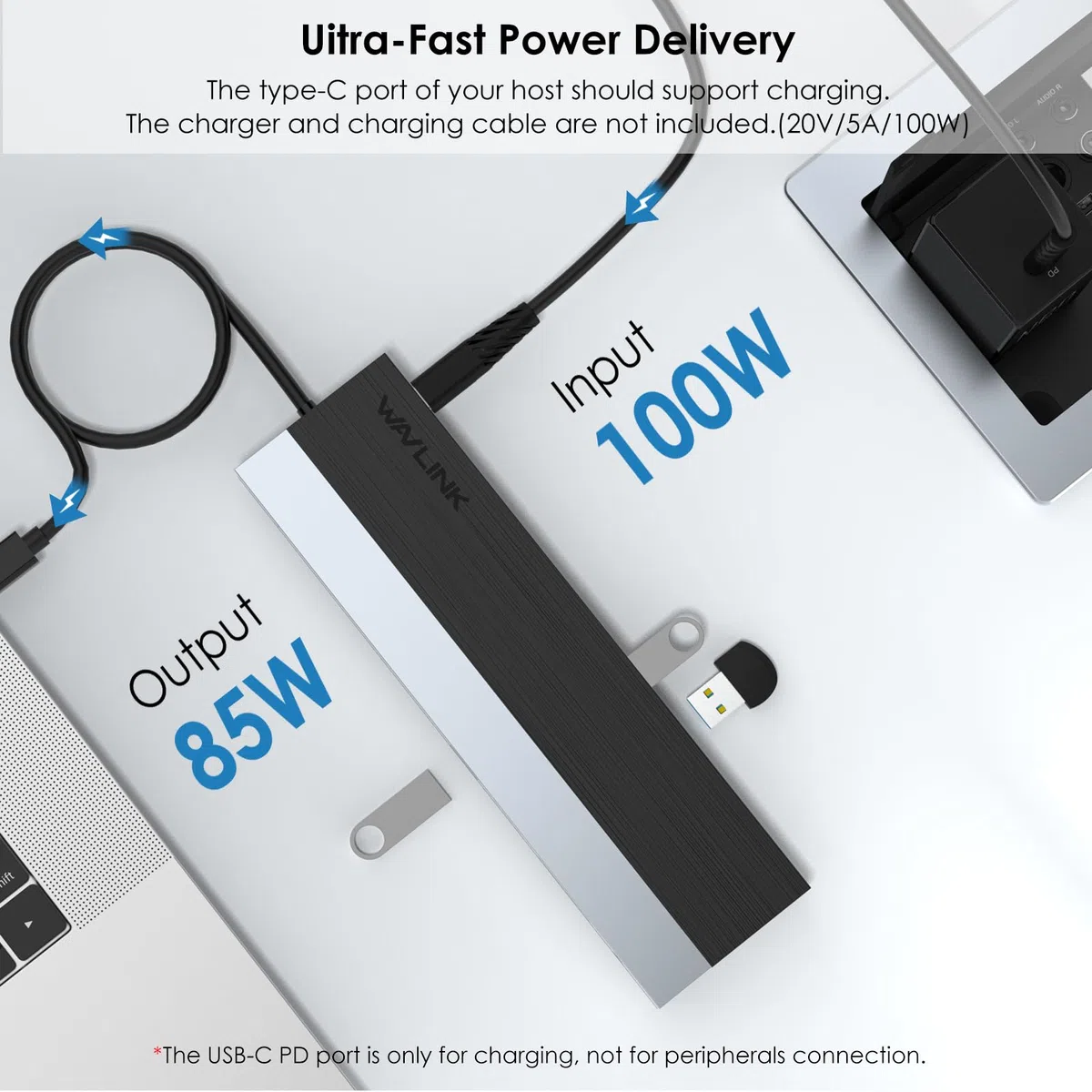 WAVLINK Stacja dokująca USB C, 3 monitory, stacja dokująca z podwójnym HDMI, DP, 100 W PD, USB 3.0 i 2.0, RJ45, gniazda SD/TF, audio/mikrofon, kompatybilna tylko z komputerami z systemem Windows