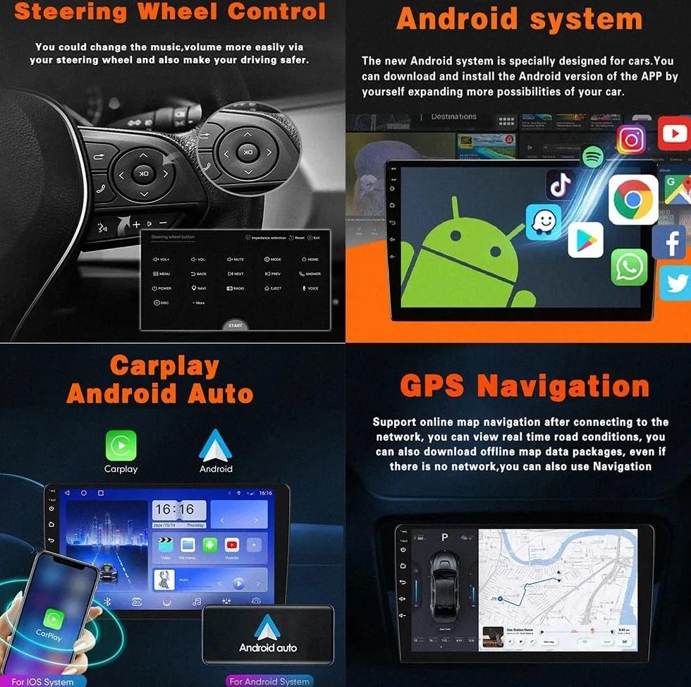 Odtwarzacz Multimedialny 2-Din dla Honda Jazz 2002-2007 Bezprzewodowe Carplay I Android Auto, Pojemnościowy Ekran Dotykowy, Nawigacja Gps Radio Fm Z, 8 Rdzeń 4G+64G