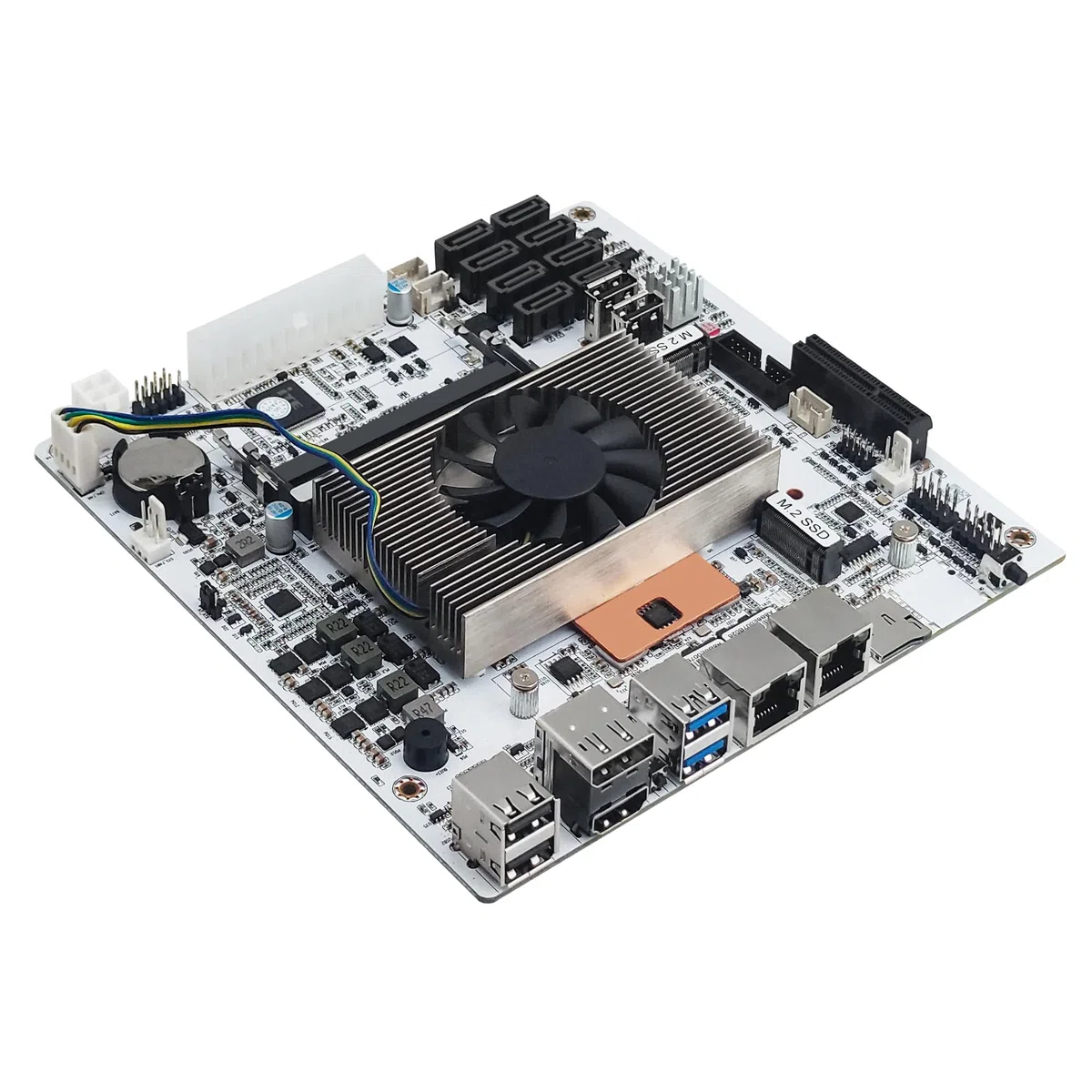 CWWK NAS płyta główna 8 Bay Core i5 8265U 4C/8T, mini ITX PC płyta główna biała M11, 2 x NVMe PCIe3.0 x2, Dual 2.5GbE i226V LAN, DDR4 NO RAM NO SSD, PCIe x4 Slot, TF, HD+DP