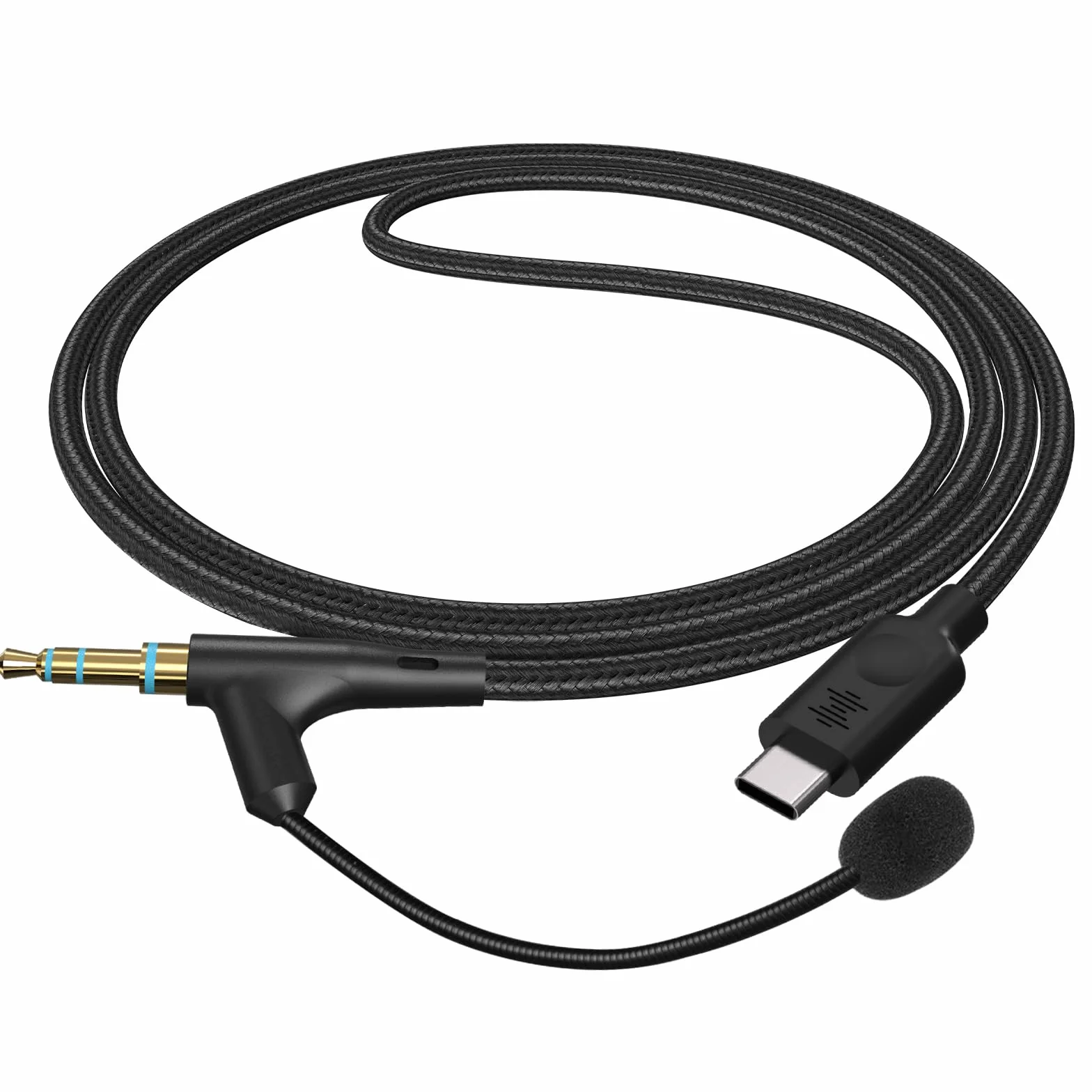GEEKRIA Kabel do słuchawek Boom Mic kompatybilny z Sony WH-1000XM5, Skullcandy Crusher ANC 2, Beats Solo 4, zapasowy przewód USB C Jack z mikrofonem Boom do gier i spotkań (1,7 m)
