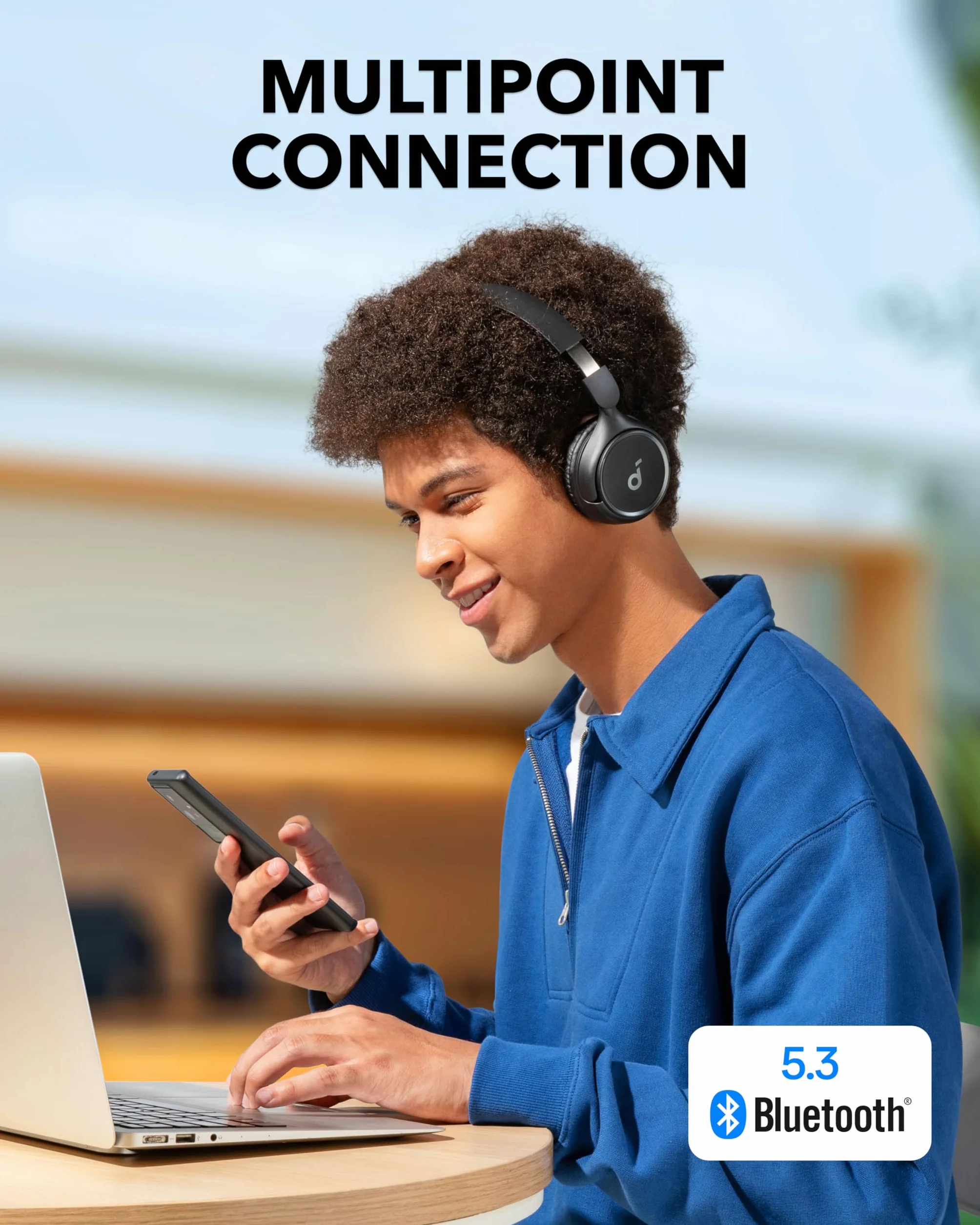soundcore H30i(odnowiona) Bezprzewodowe słuchawki nauszne z możliwością złożenia z czystym basem, czas odtwarzania 70 h, Bluetooth 5.3, lekkie i wygodne, łączność z aplikacją, połączenie wielopunktowe