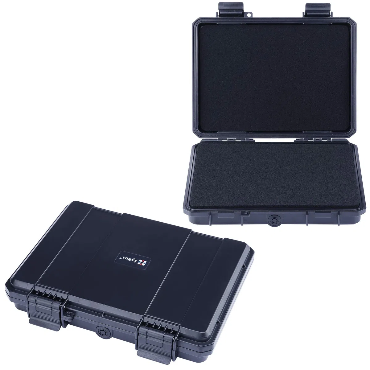 Lykus HC-2110 mini twarde etui suche pudełko z wkładką piankową, rozmiar wewnętrzny 21 x 15 x 3,8 cm, IP66 odporny na zachlapanie, Czarny, HC-2110:21x15x3.8cm, Nowoczesny