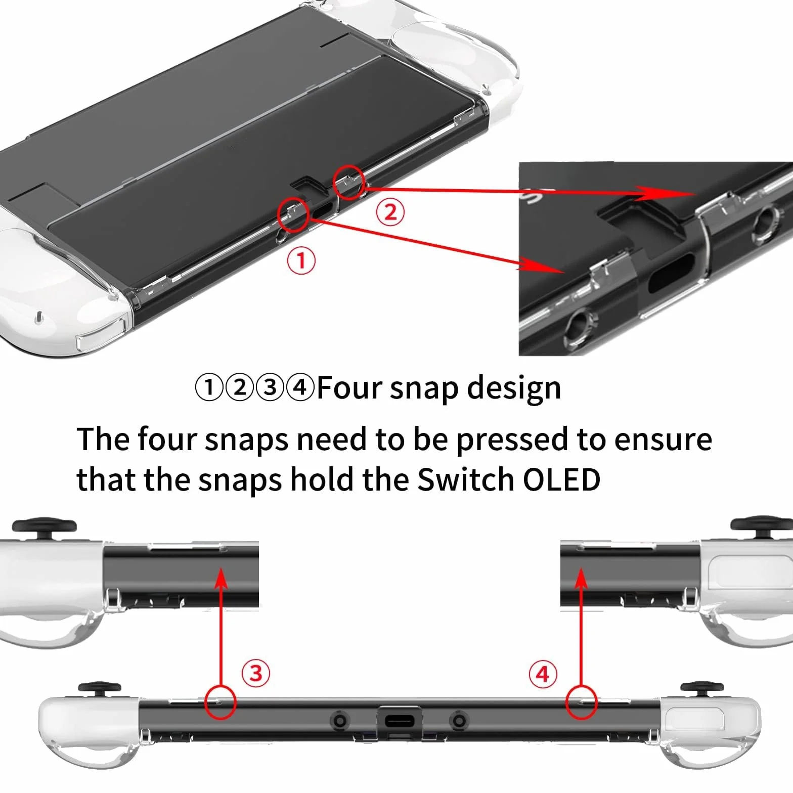Teyomi osłona ochronna do Nintendo Switch OLED 2021, przezroczysta, miękka osłona Joycon TPU, twarda obudowa poliwęglan