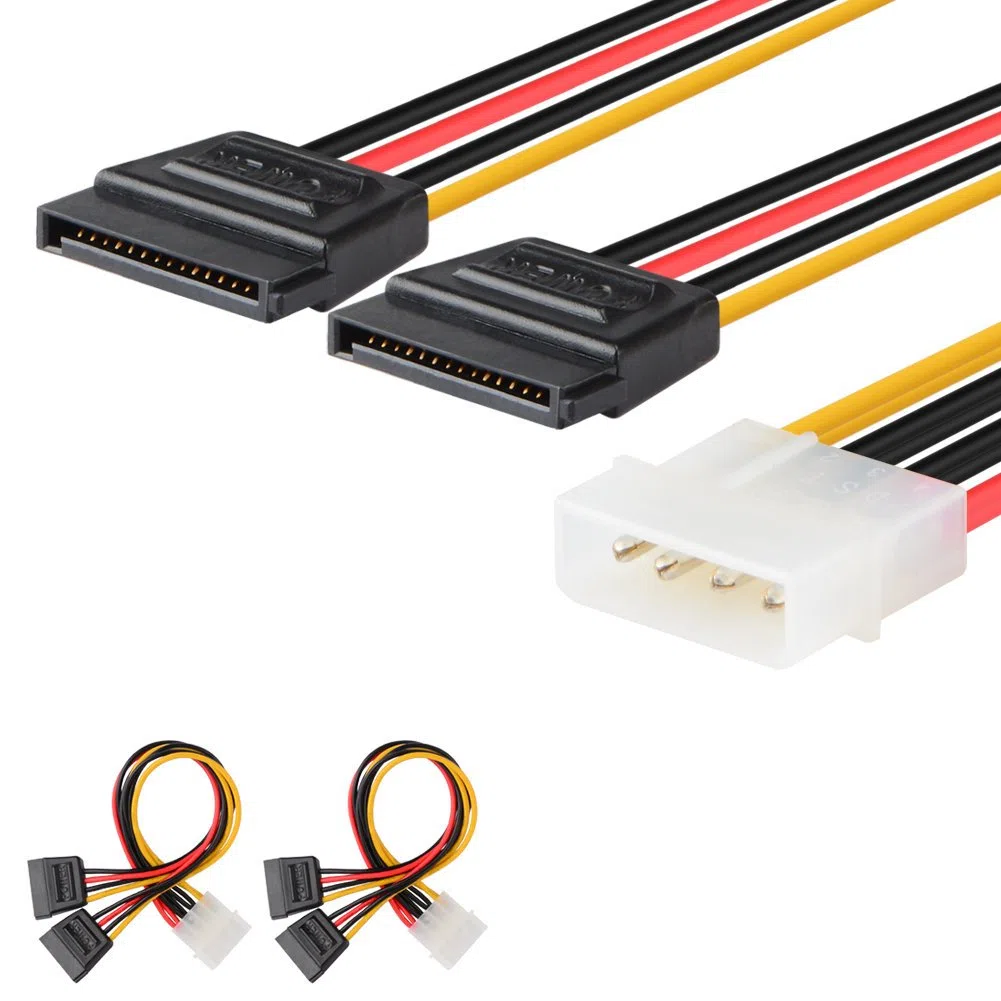 J&D 2er Pack 4 Pin Molex (LP4) auf 2X 15 Pin SATA Stromkabel Splitter Kabel Adapter - 20cm