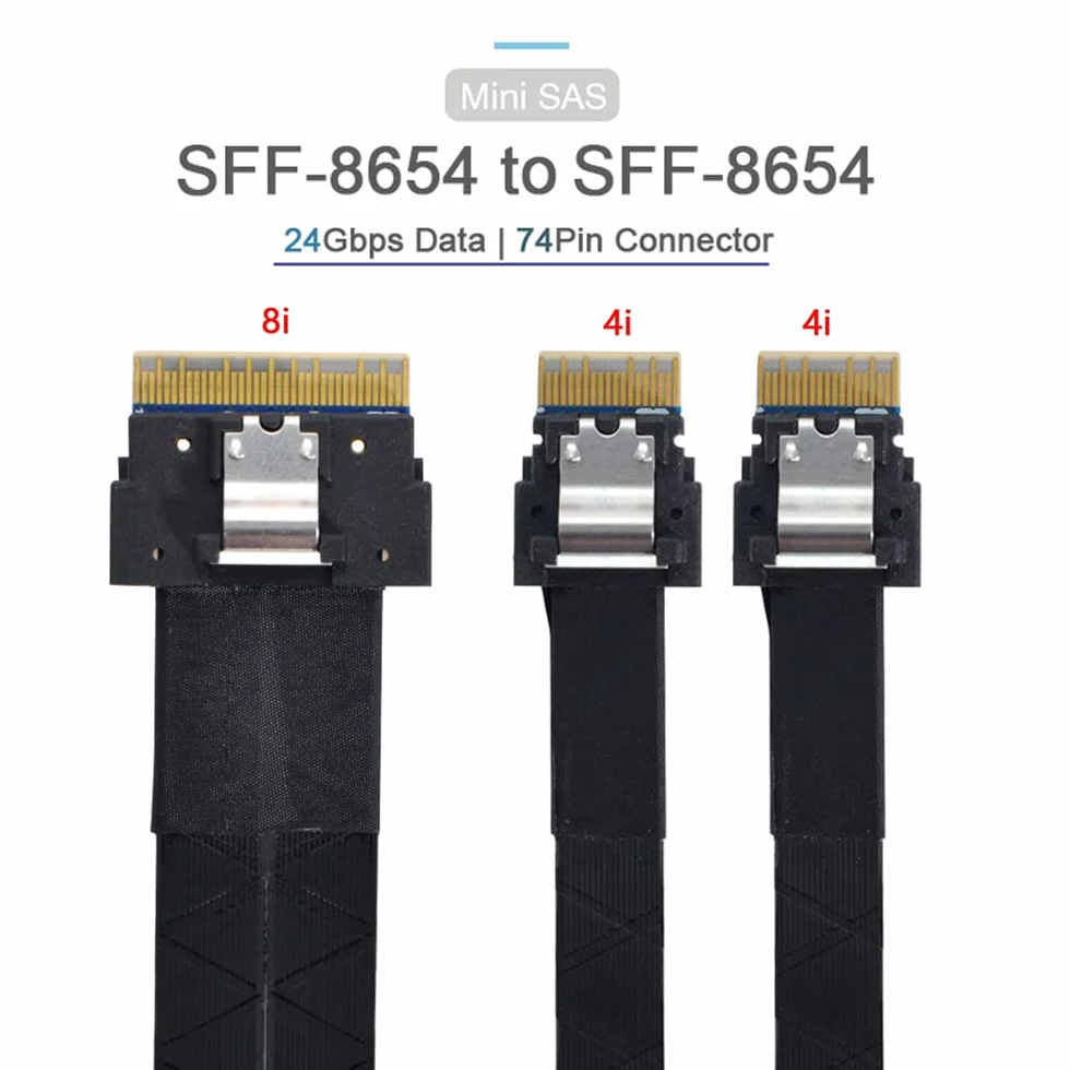 PCI-E Ultraport Slimline SAS 4.0 SFF-8654 8i 74-pin do podwójnego SFF-8654 4i 38-pin kabel 40 cm