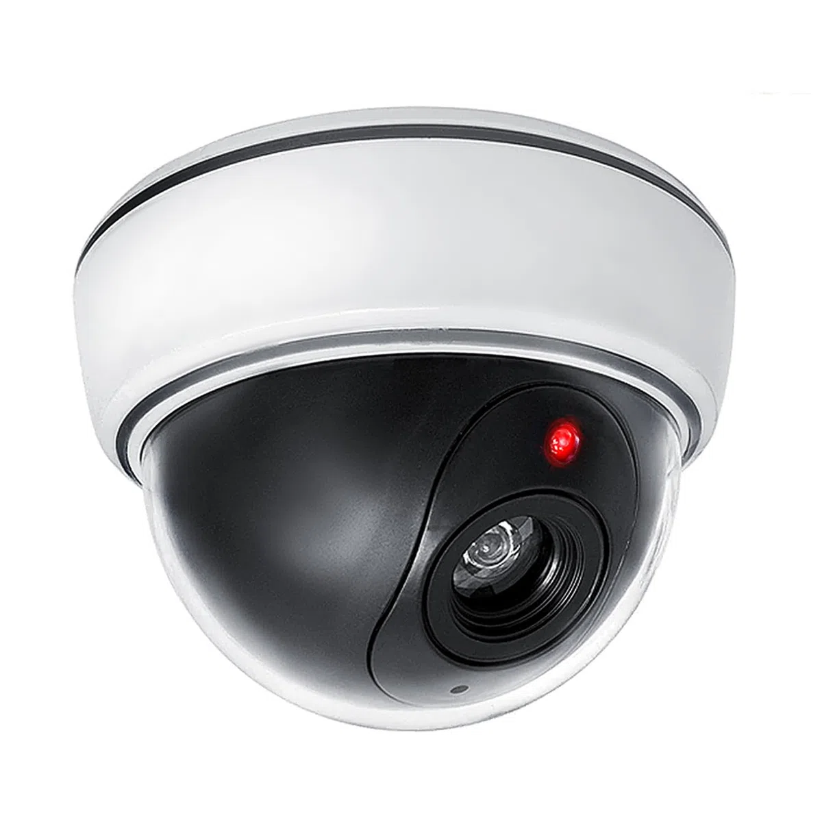Maclean DC2300 atrapa kamery z migającą diodą LED, realistyczna kamera do monitoringu wewnątrz i na zewnątrz, zasilana bateriami, łatwy montaż, odporna na warunki atmosferyczne (2 sztuki)