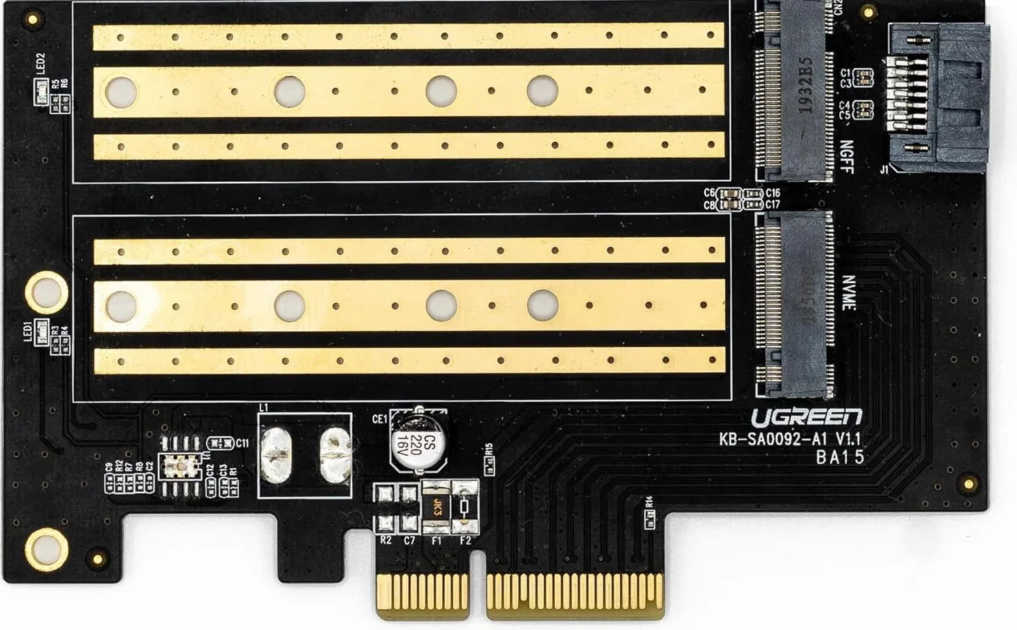ZimaBoard Karta adaptera Dual M.2 NVME SSD 32 Gb/s M Key PCIe 4.0 x4 do serwera ZimaBoard, komputera stacjonarnego, obsługuje kartę rozszerzeń SATA 6 Gb/s NGFF B Key bez radiatora