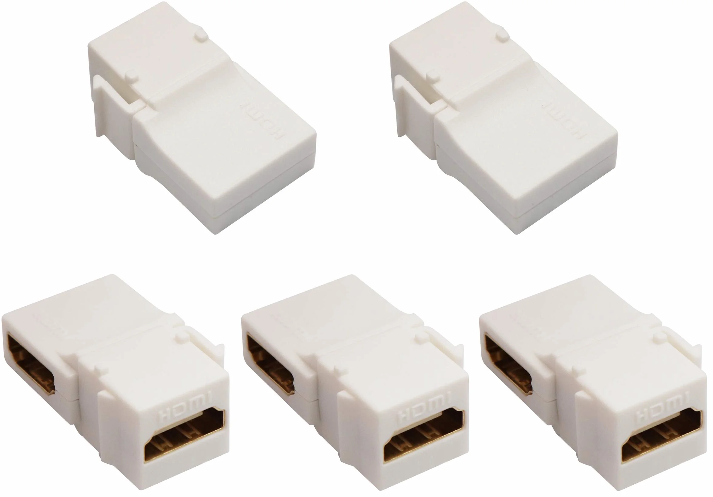 Adapter Keystone HDMI 90 stopni pozłacany kąt prosty HDMI żeński do żeńskiego Keystone Jack wkładka 3D 4K 60HZ adapter łącznika do płyty ściennej (biały/5 sztuk)