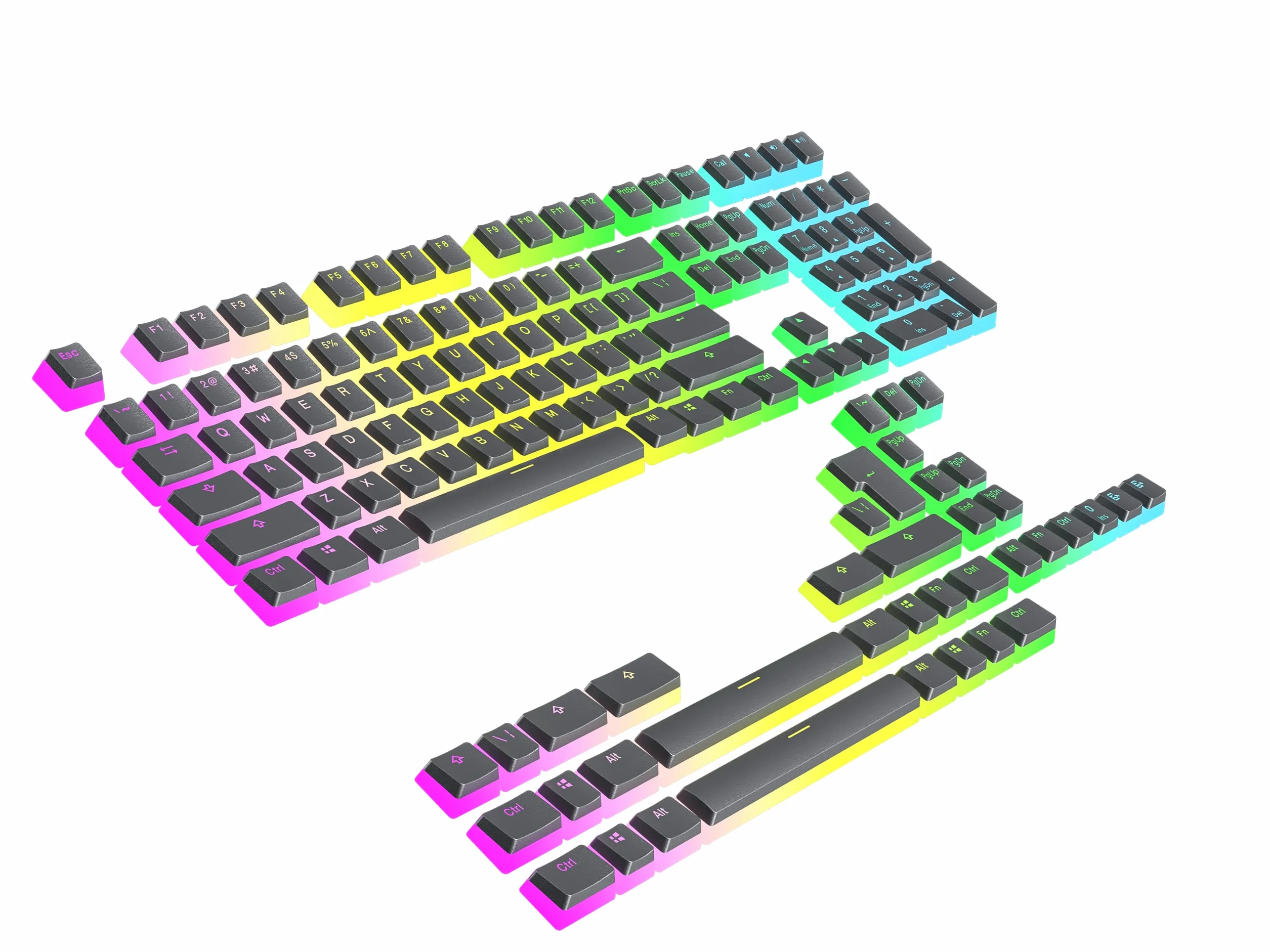 Klawisze Pudding v2 PBT 145 Klawisze ANSI US ISO Profil OEM do Mechanicznej Klawiatury Gier RGB Czarny
