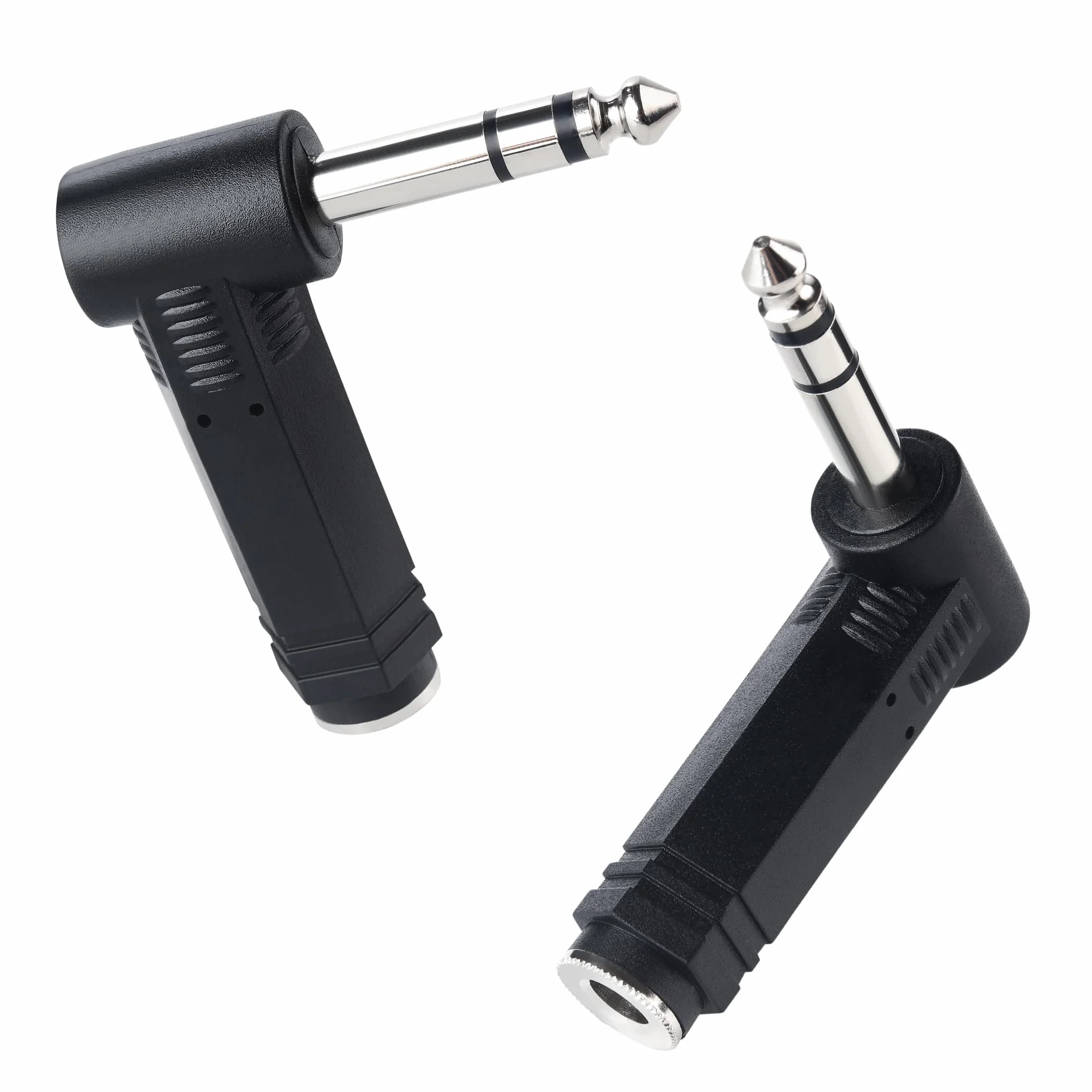 Cable Matters Zestaw 2 adapterów 6,35 mm Right Angle TRS - 6,35 mm adapter kątowy / prosty na 1/4 TRS złącze audio do profesjonalnego sprzętu audio