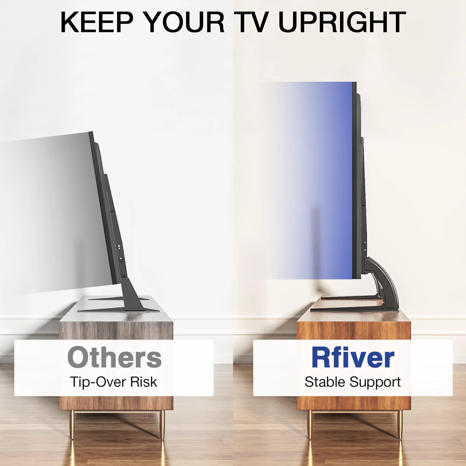 RFIVER uniwersalne nóżki do telewizora o przekątnej 20-65 cali, płaskie, zakrzywione, stojaki, stópki do telewizora, regulacja wysokości, VESA maks. 800 x 500 mm
