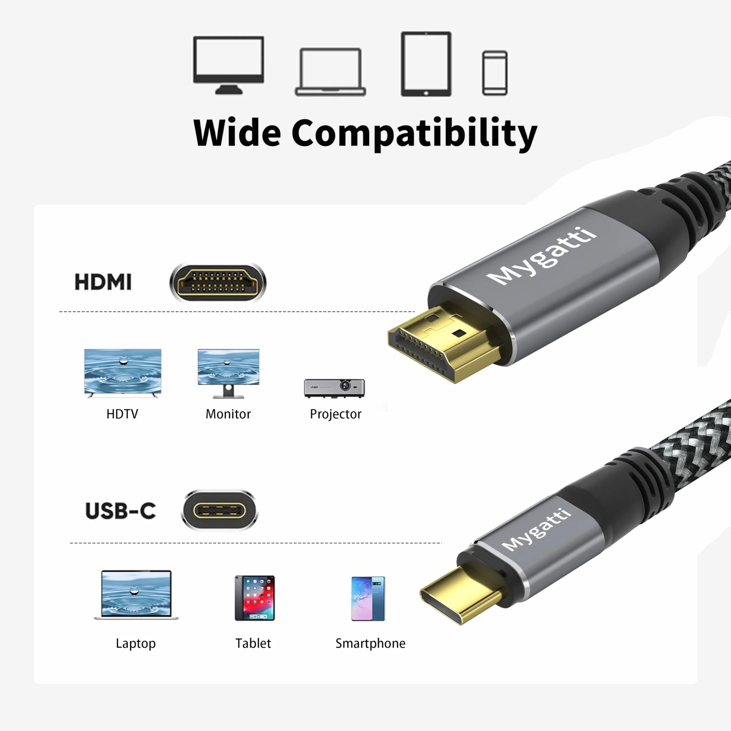 Kabel USB C na HDMI 4K UHD 5m kompatybilny z Thunderbolt 4 iPhone 15 16 17 MacBook iPad